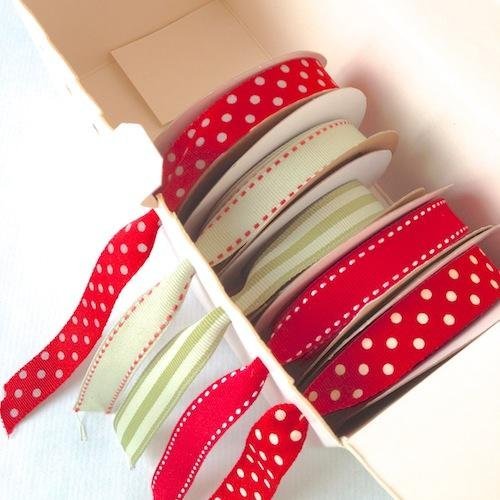 POKE HOLES IN THE SIDE OF A CARDBOARD BOX FOR RIBBON