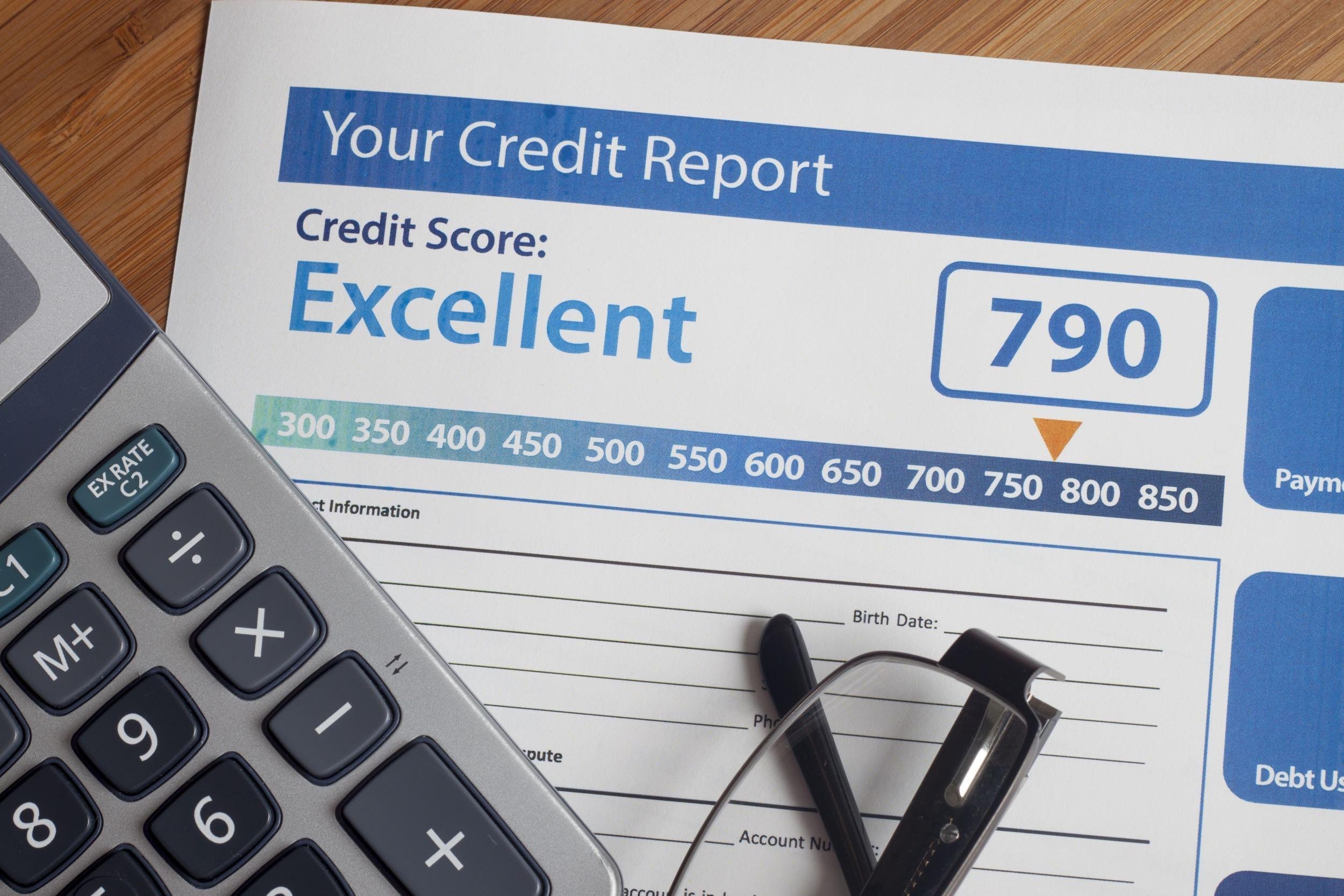credit report score on desk