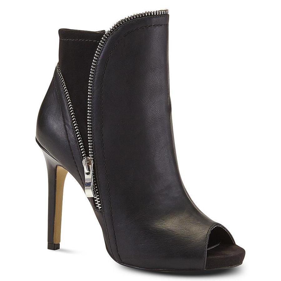 PEEP-TOE STILETTO ANKLE BOOTIES FOR LESS