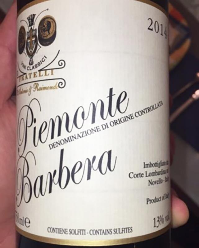 BARBERA FROM PIEMONTE ITALY