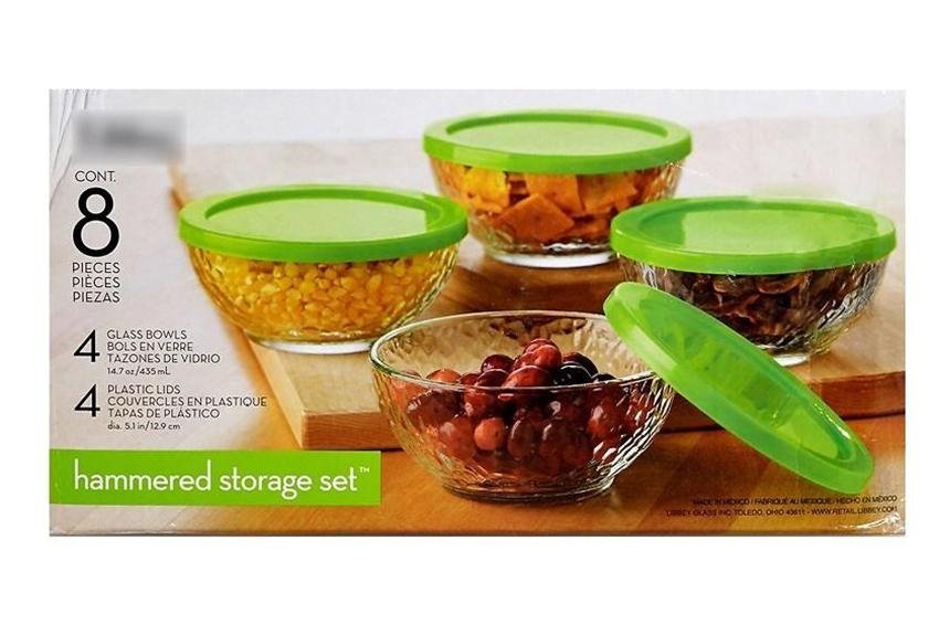 $5 FOR EIGHT-PIECE HAMMERED GLASS FOOD STORAGE SET FROM BURLINGTON