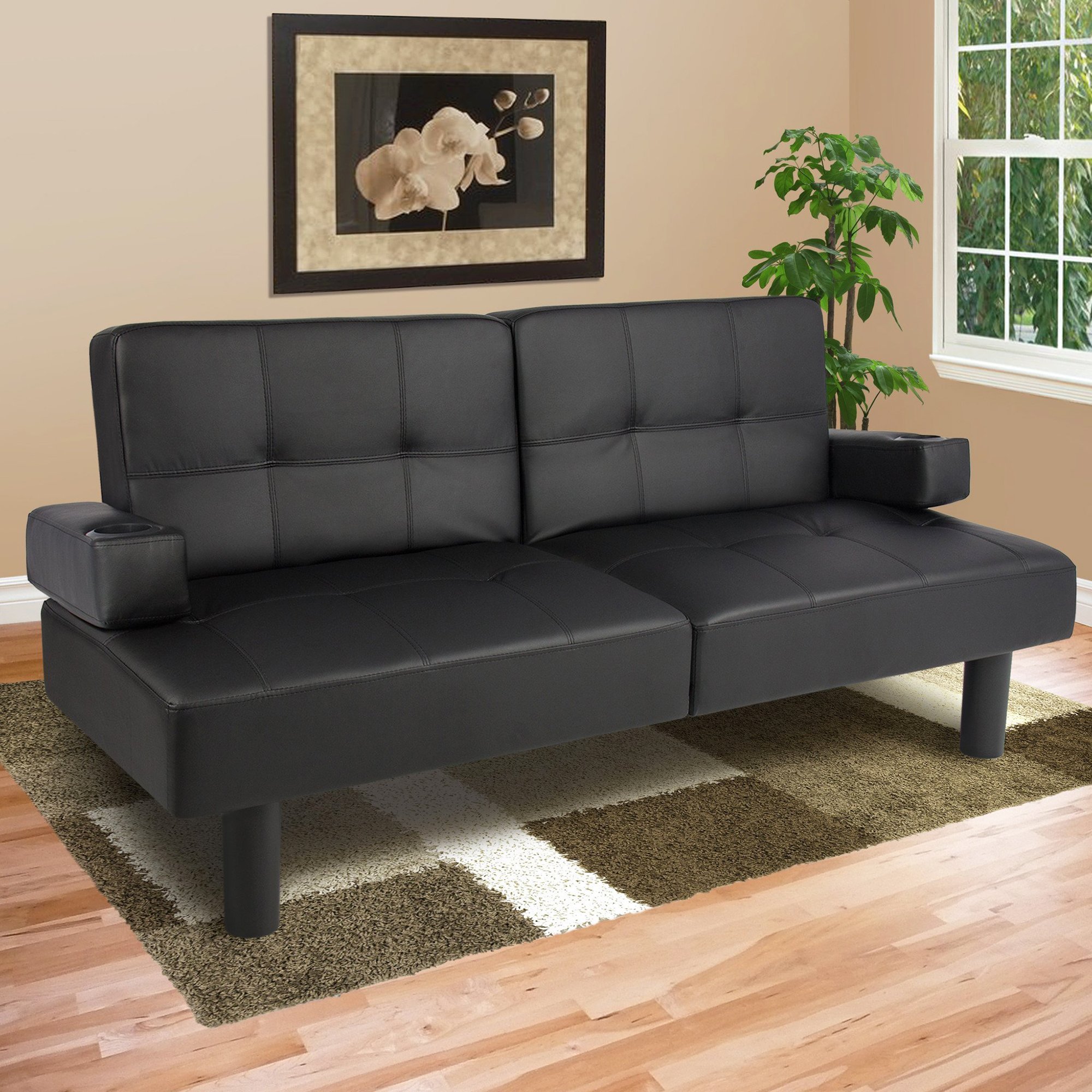 Best Choice Products Faux Leather Fold Down Futon
