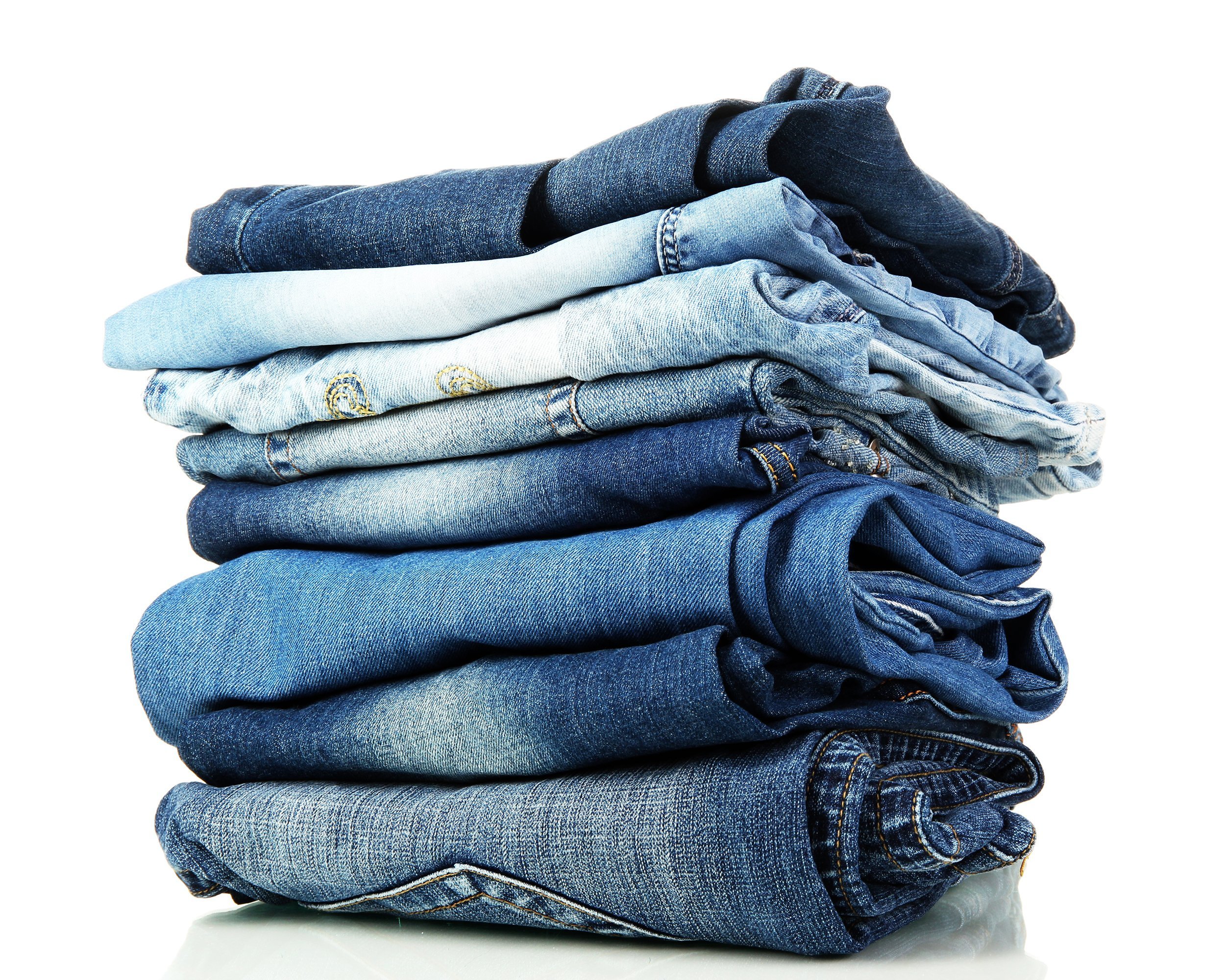 stack of blue jeans