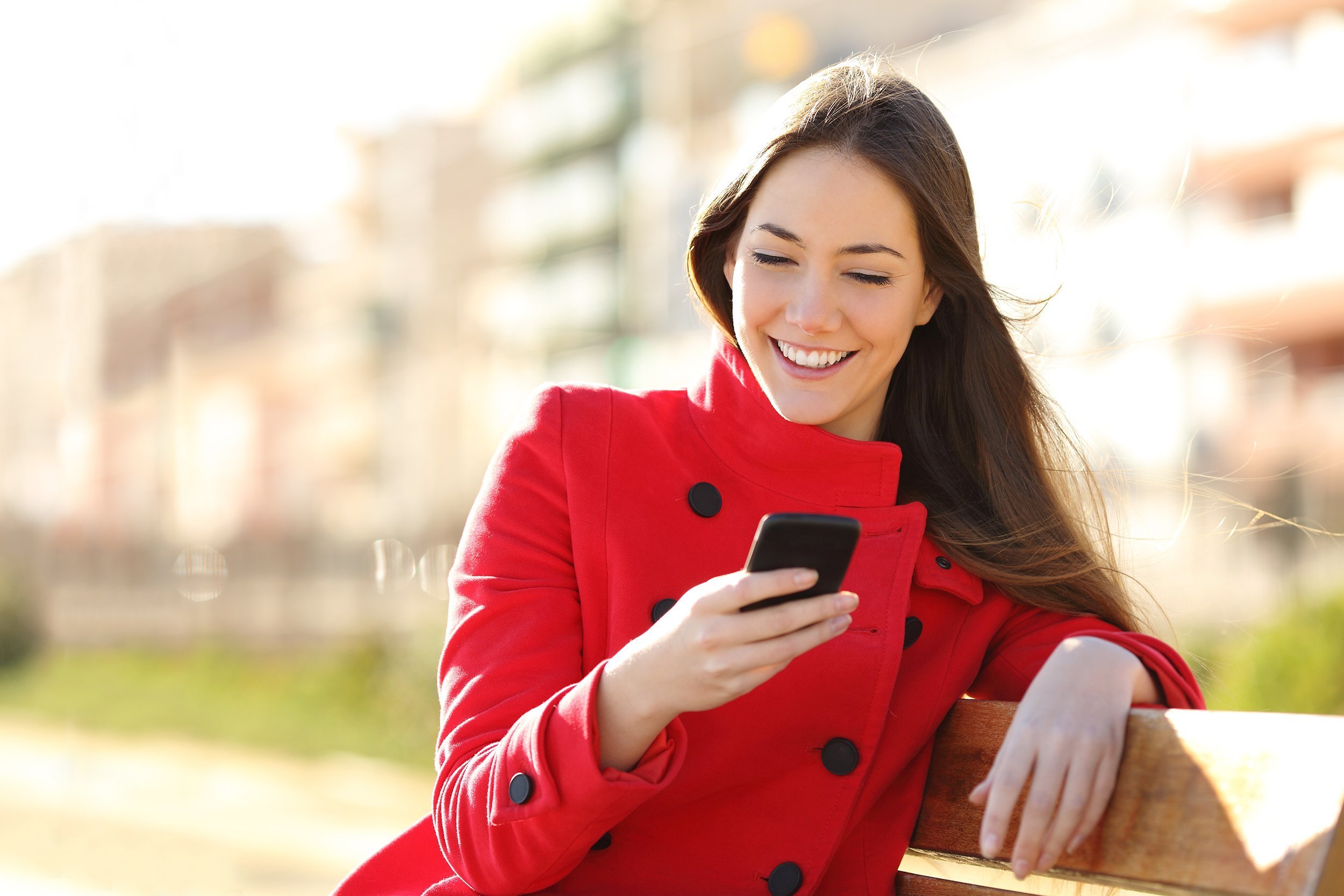 woman wearing red jacket