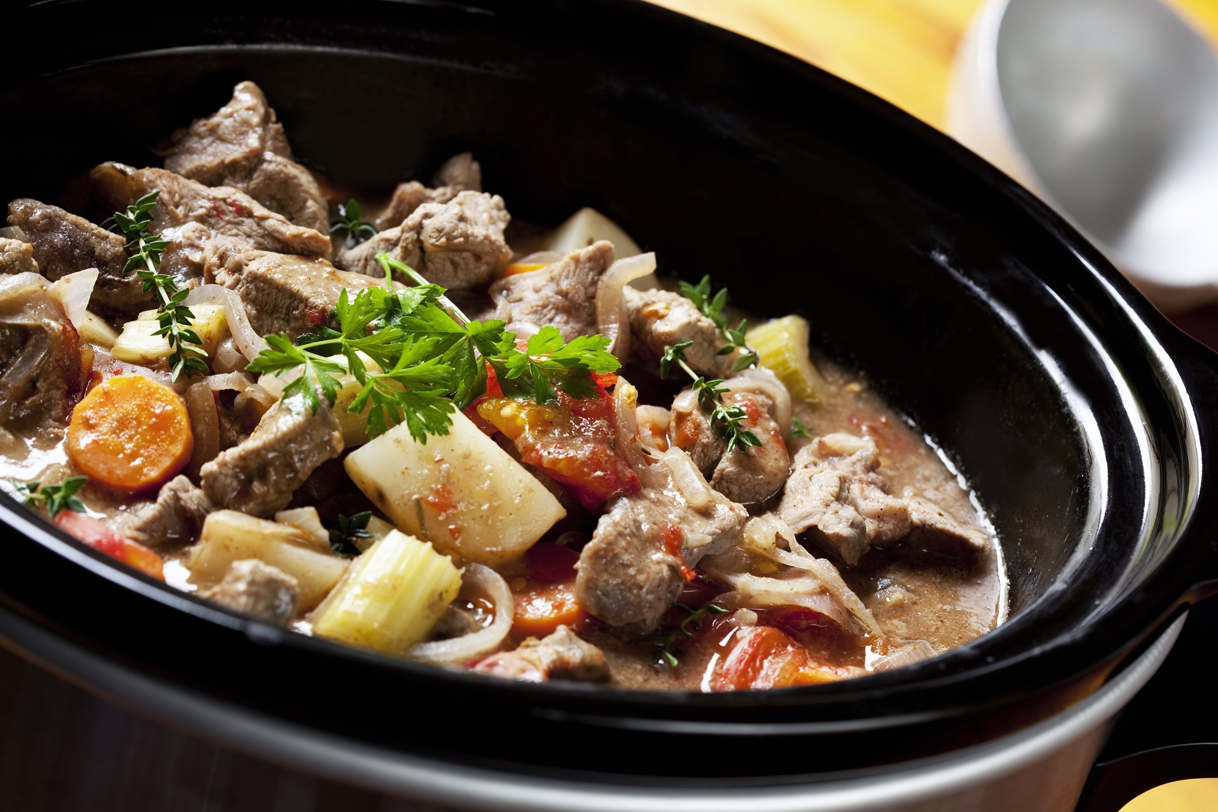 beef stew in a slow-cooker