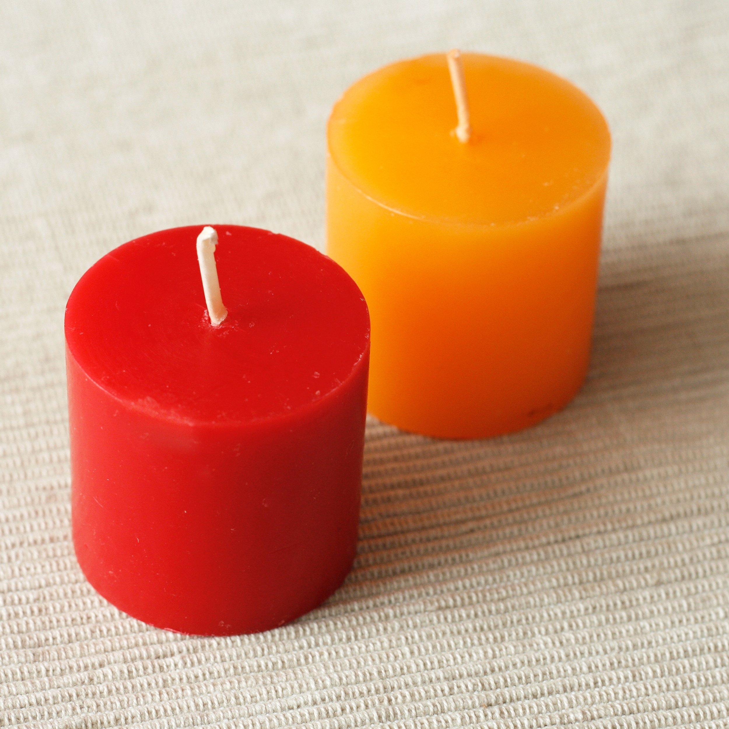 two unlit candles