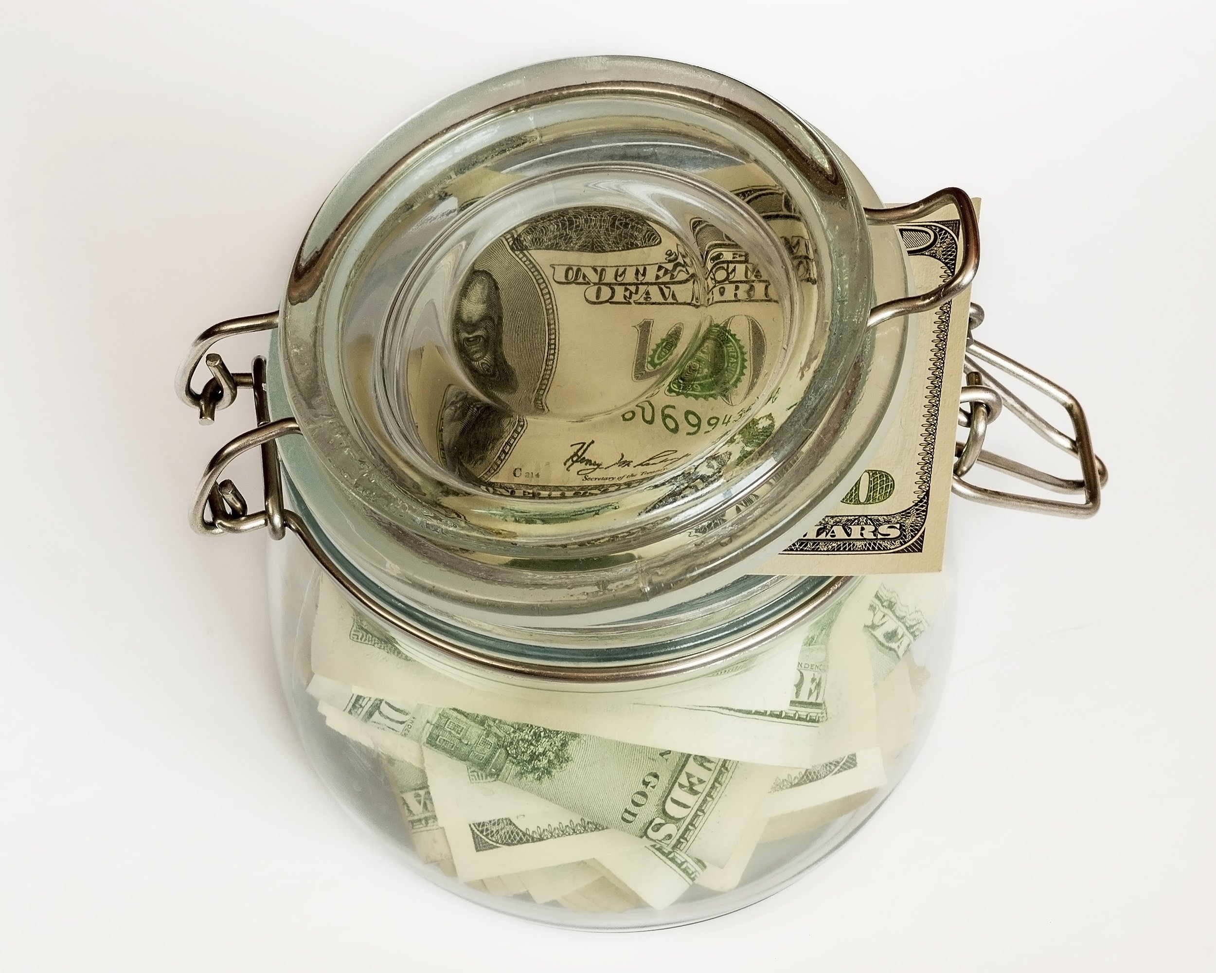 glass jar of money