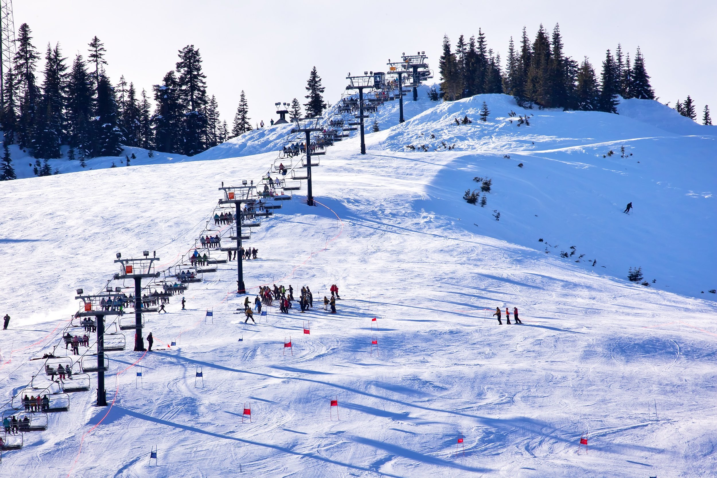 skiing on Snow Mountain at Snoqualme Pass, Washington