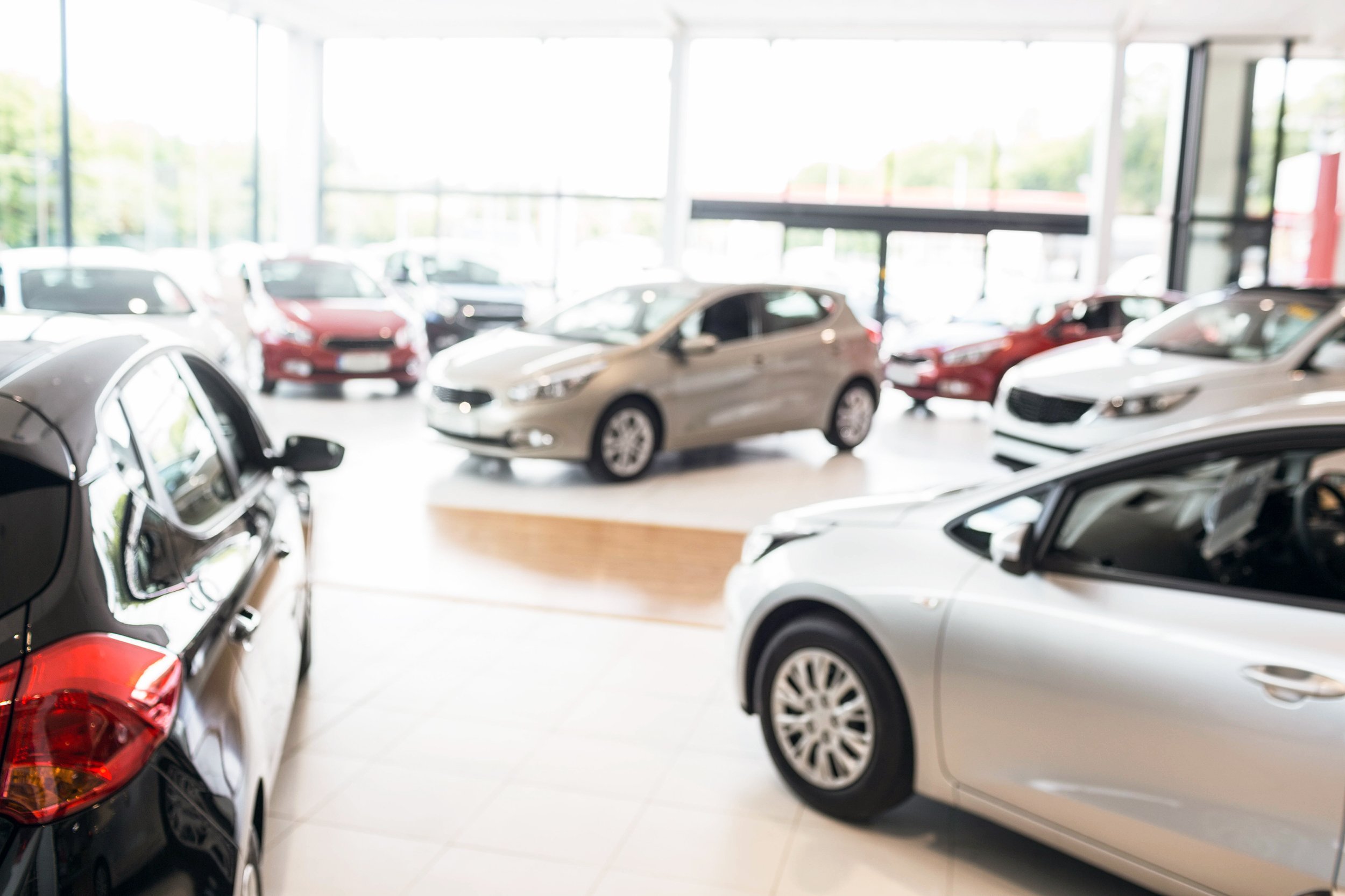 new cars at new car showroom