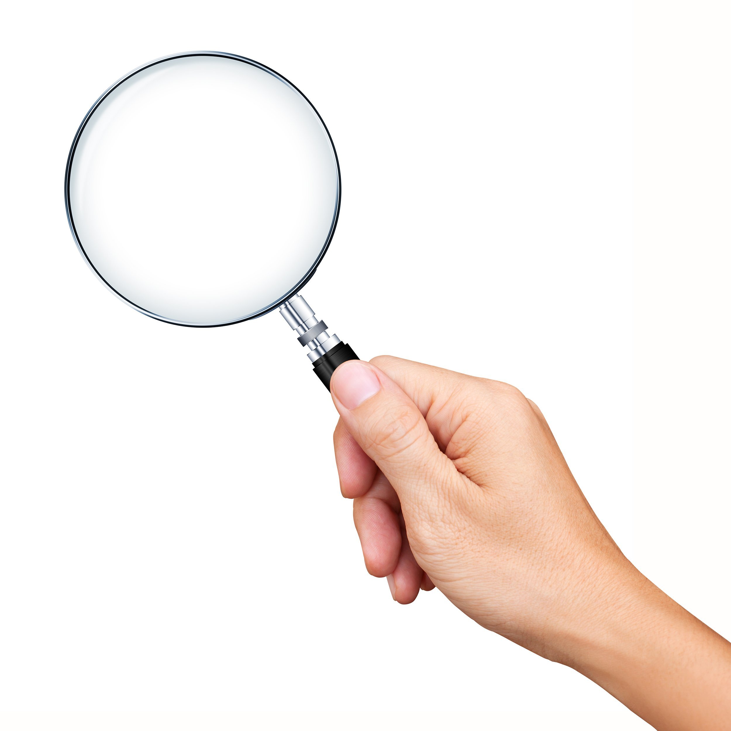 hand holding magnifying glass