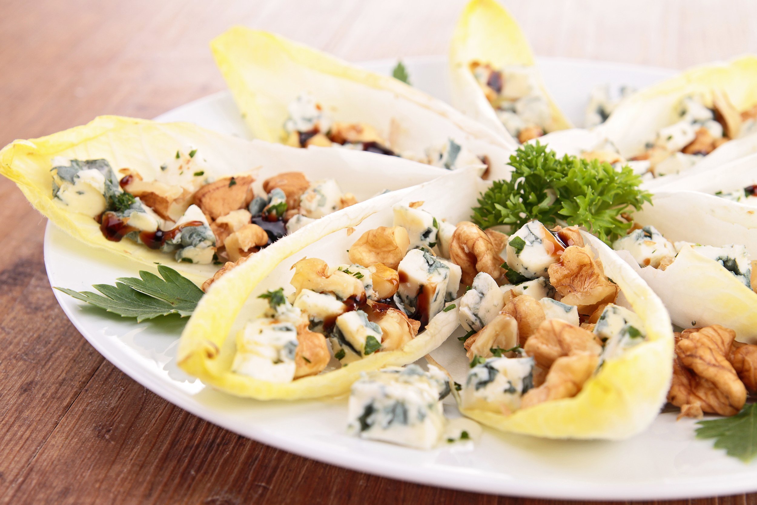 chicory salad with walnut, apple and roquefort