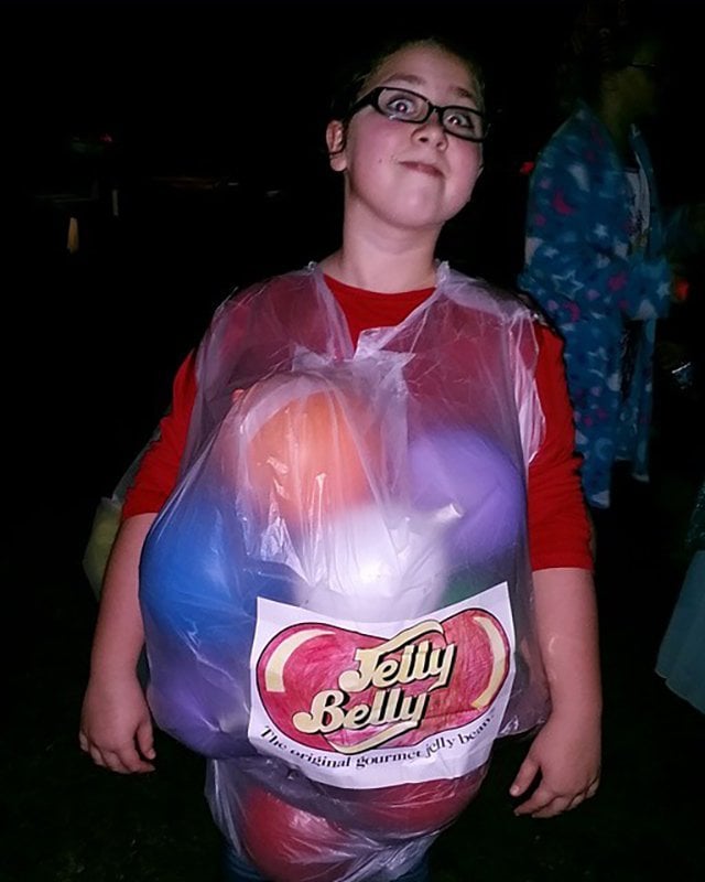girl in Jelly Belly Bag costume