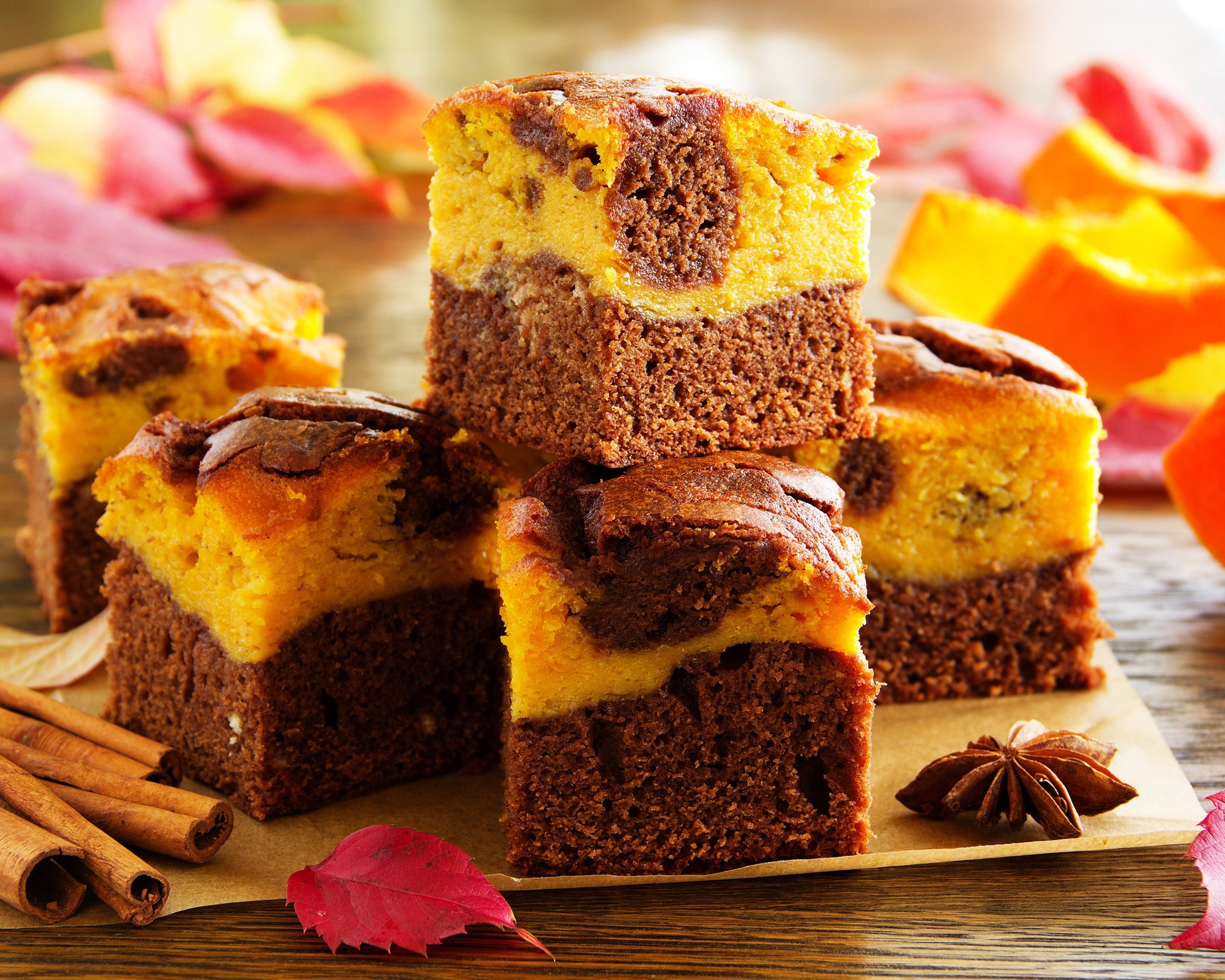 brownie with pumpkin and chocolate