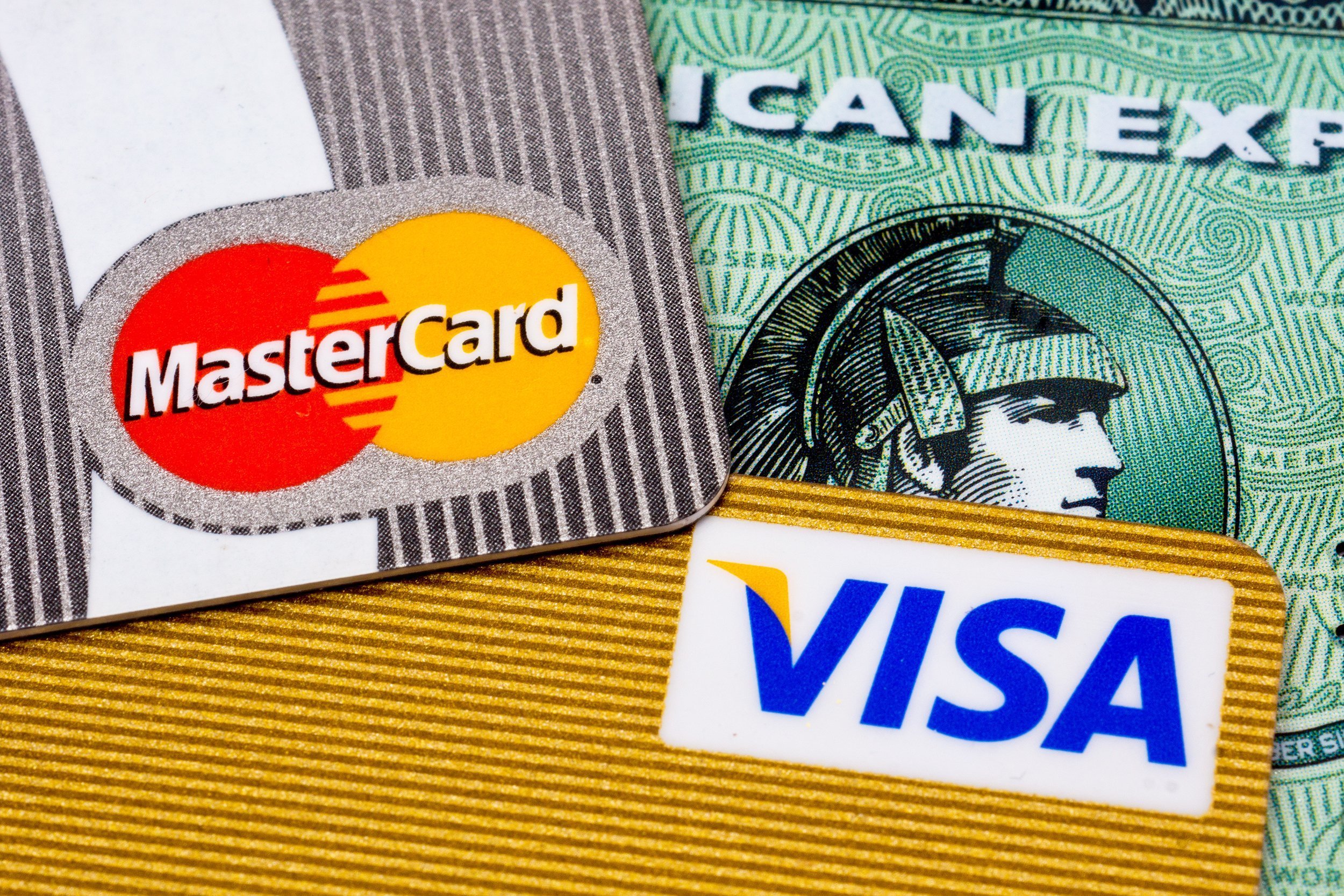 Visa, American Express, and MasterCard credit cards
