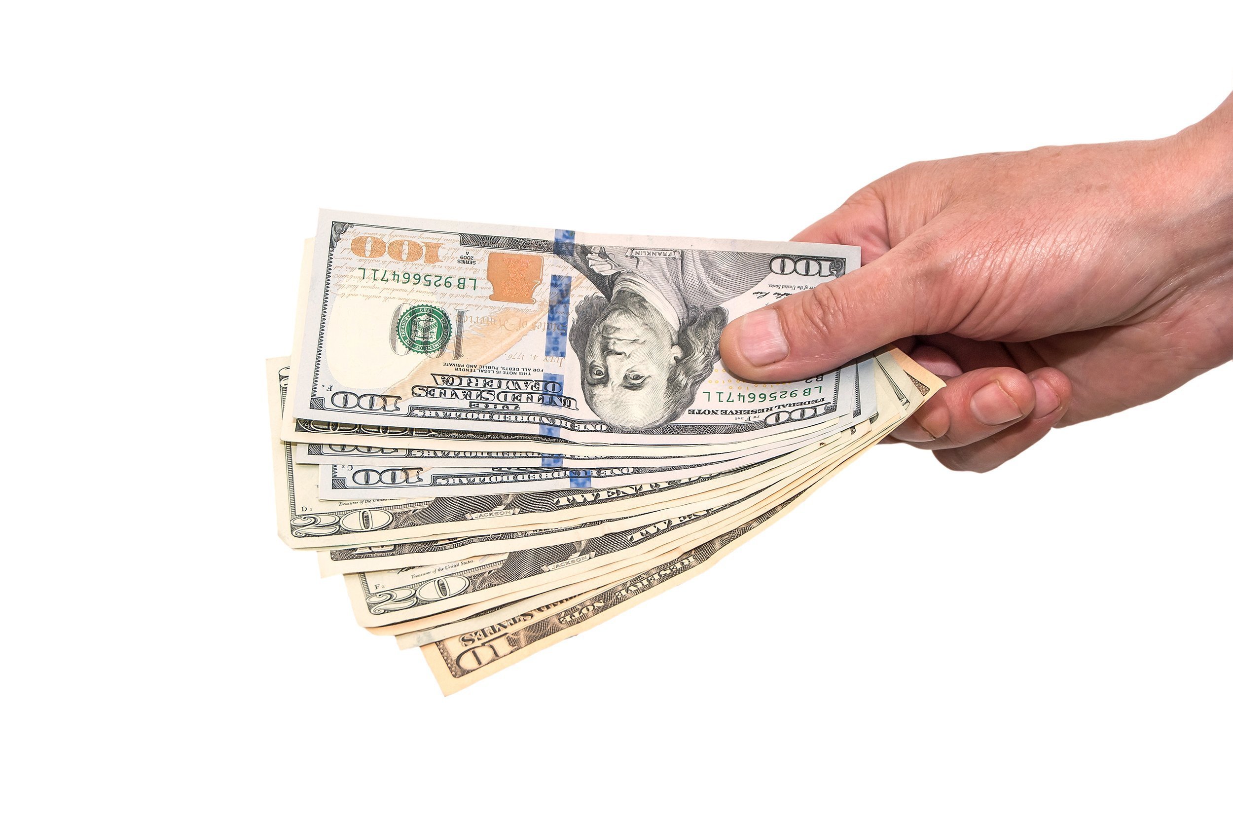 hand with usa dollar