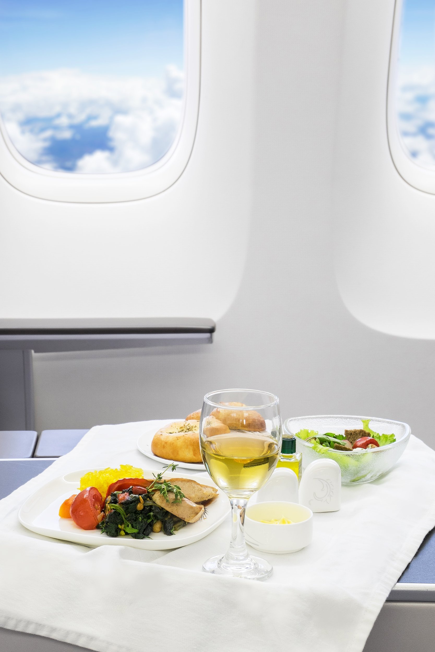 lunch served in the aircraft interior