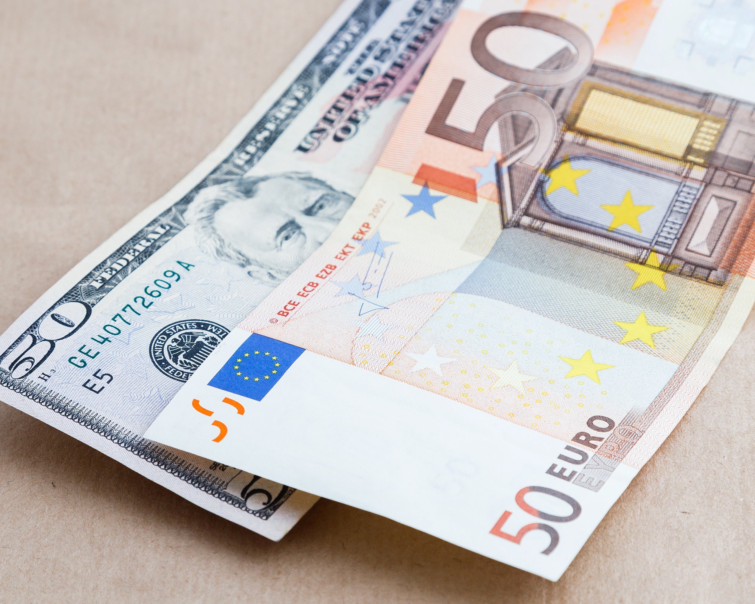 American and European $50 bills