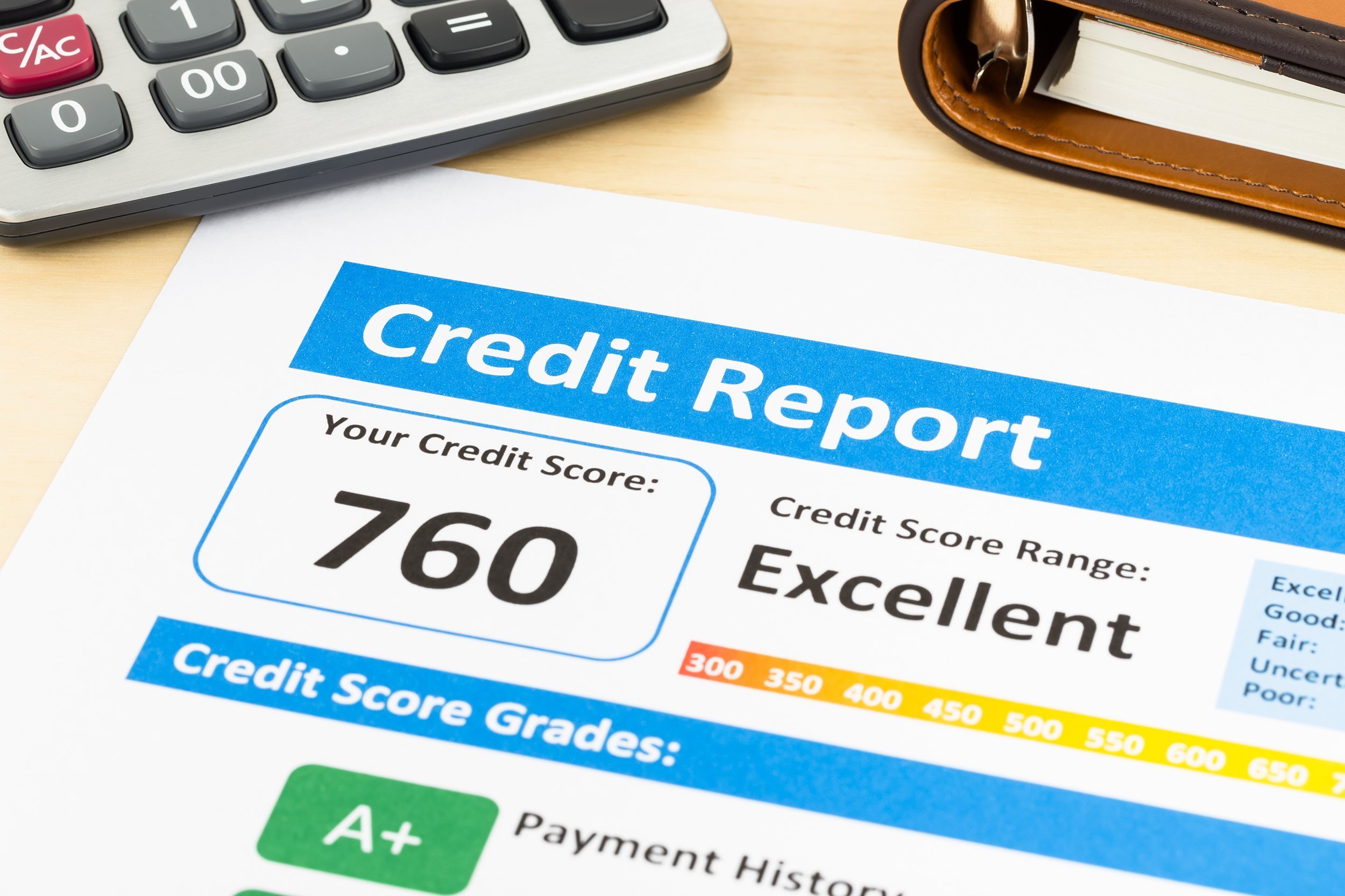 credit score report on desk