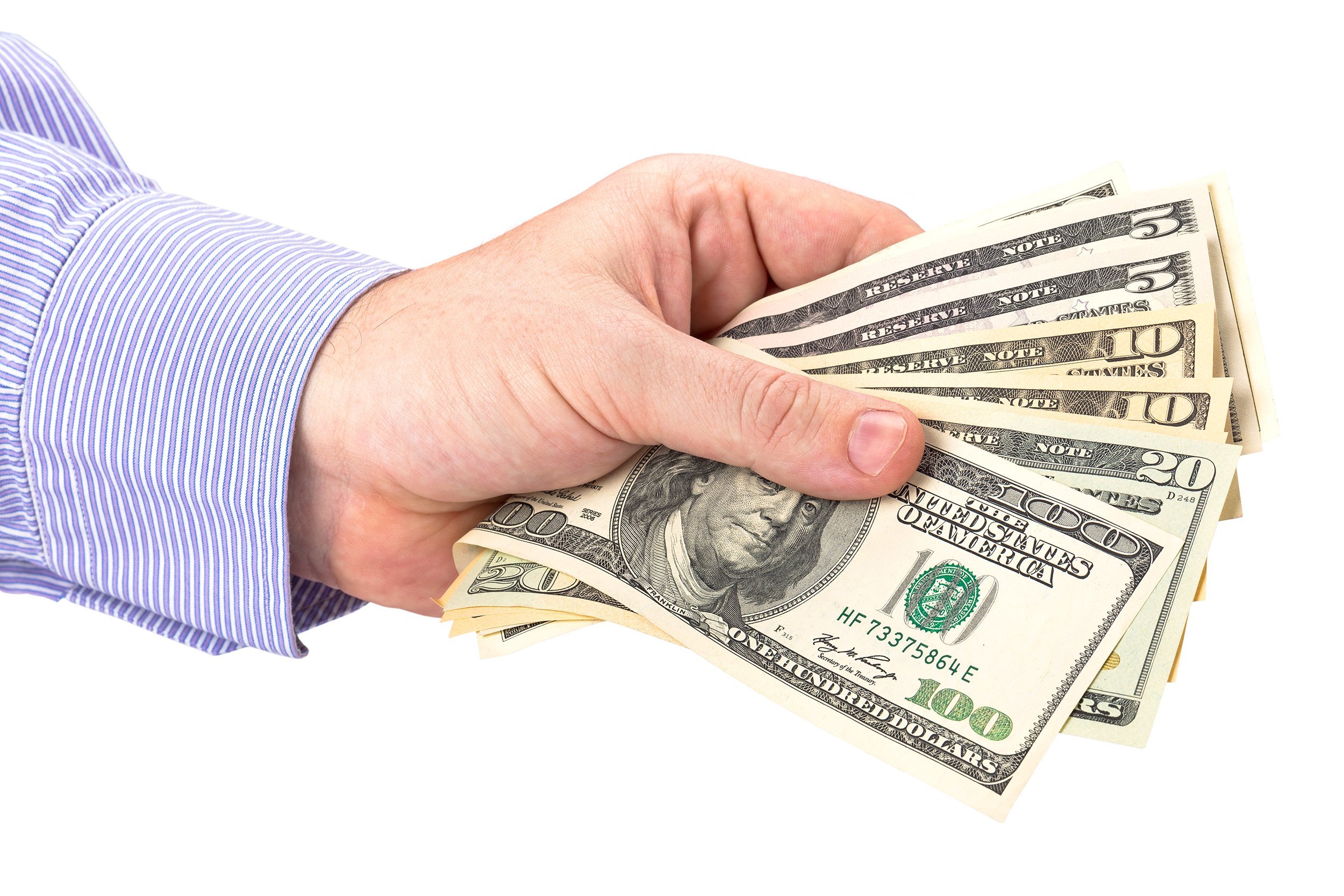 cash in hand of businessman
