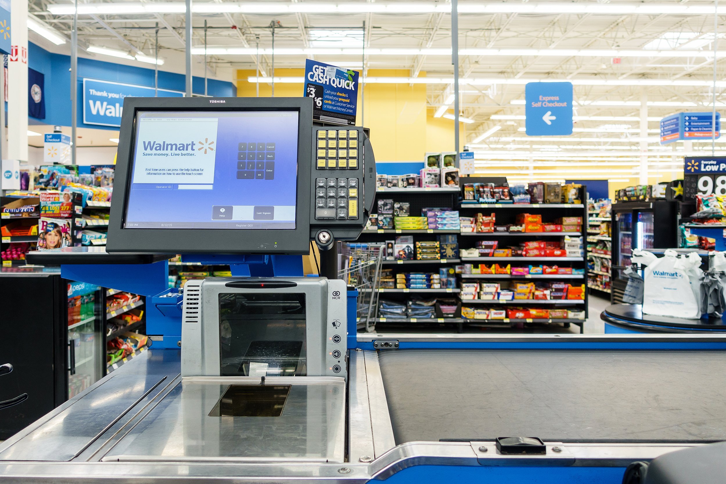 empty till in a Walmart supermarket