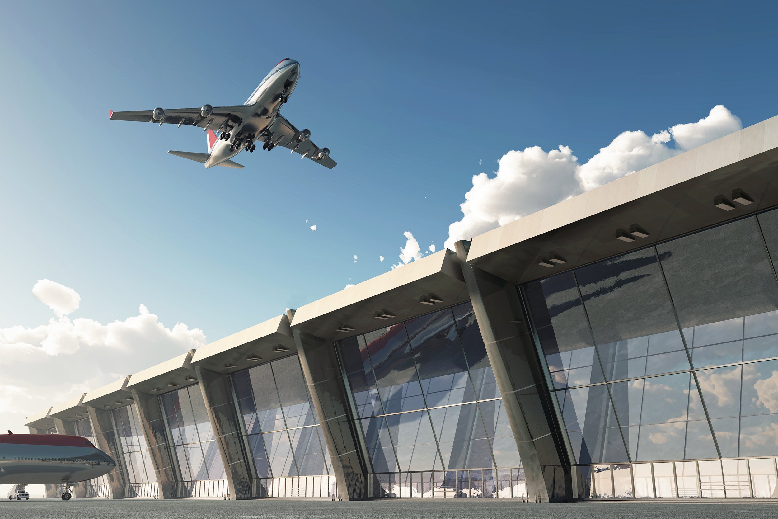 airplane taking off at airport