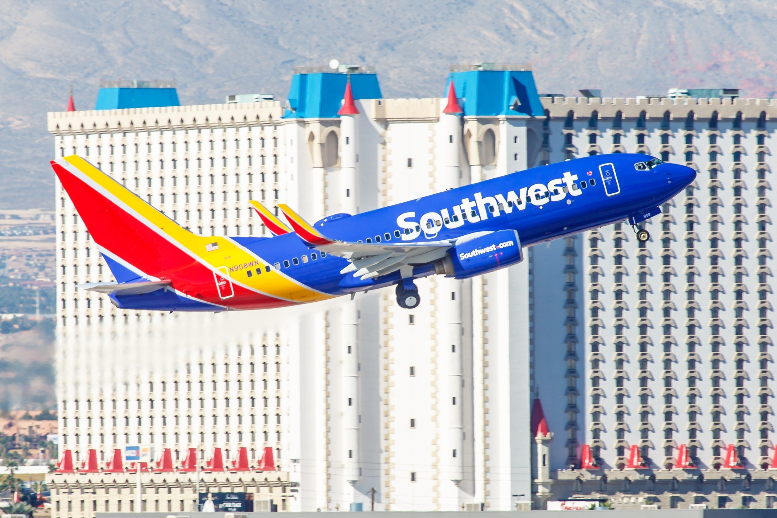Southwest Airlines taking off from McCarran Airport in Las Vegas