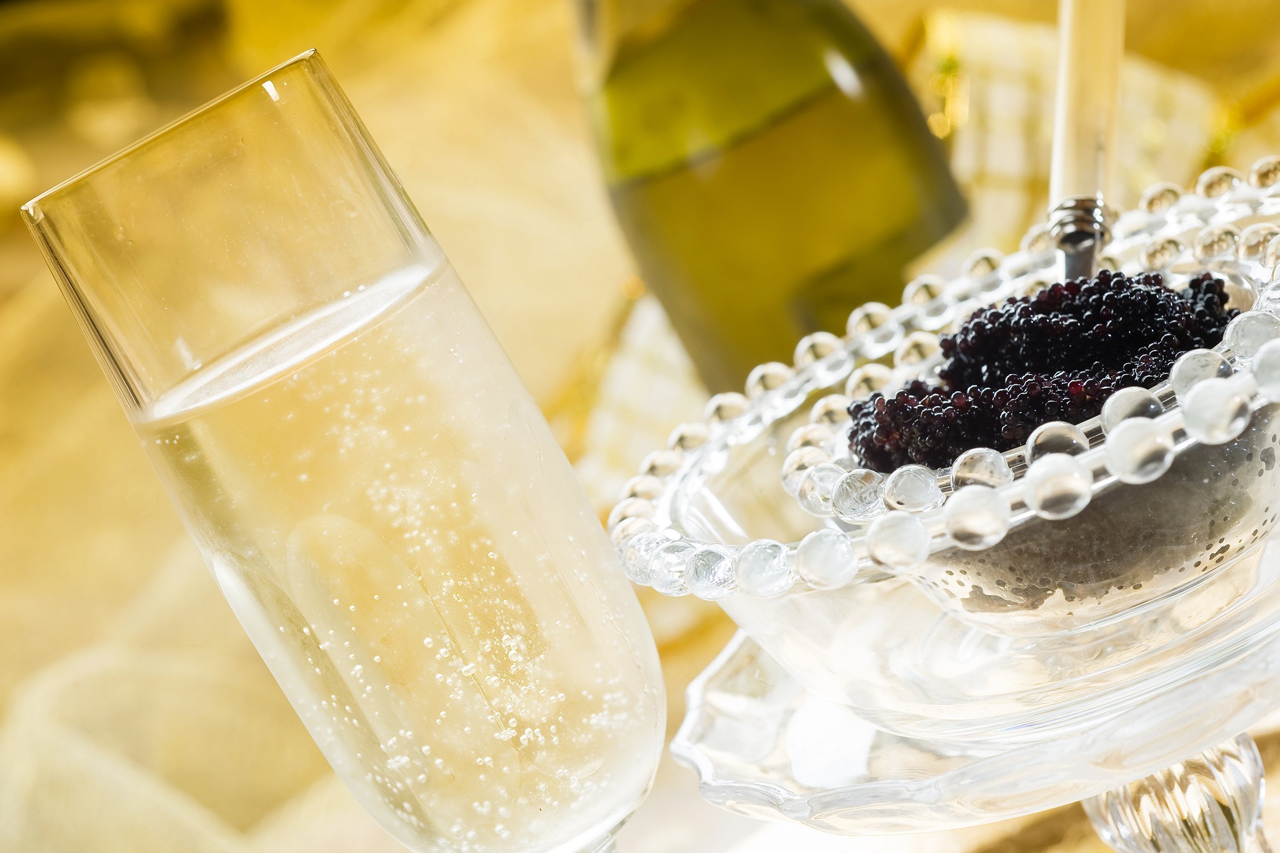 caviar and champagne over luxury table