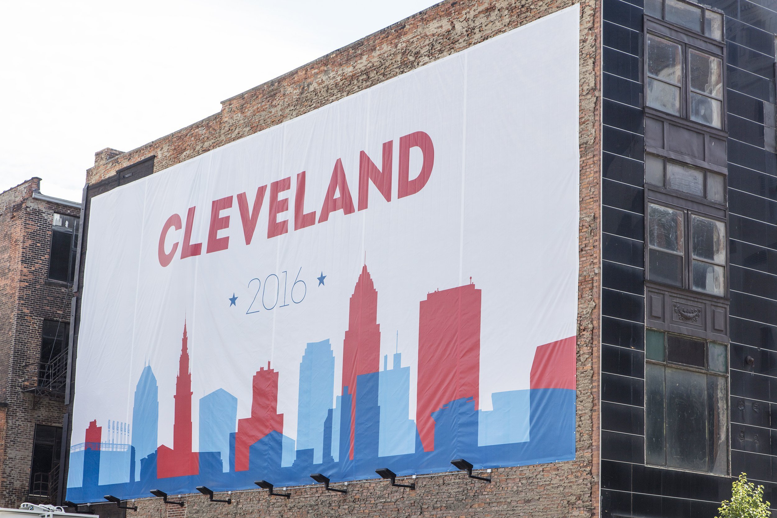 Cleveland 2016 billboard on building at Republican National Convention
