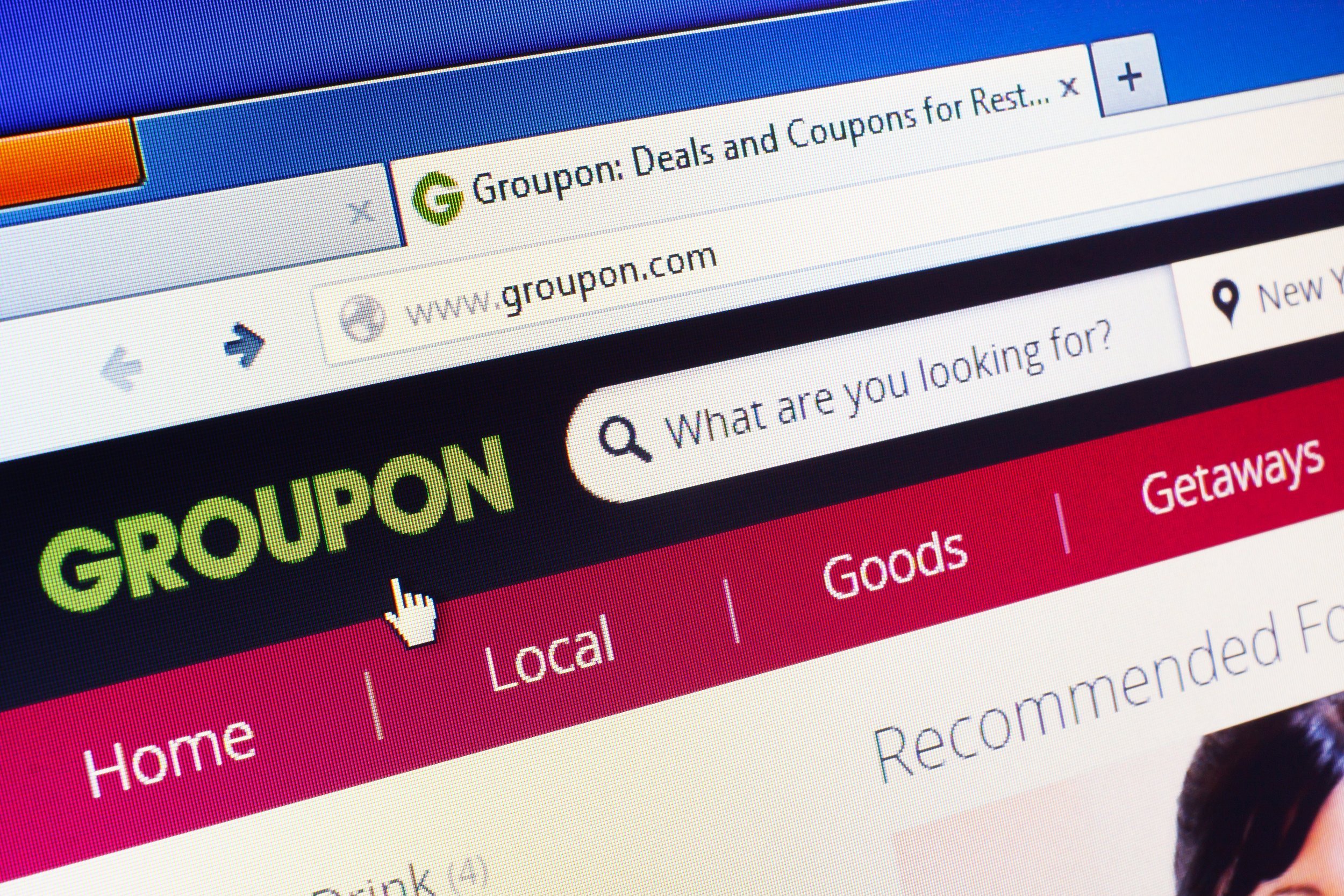 Groupon.com homepage on the computer screen
