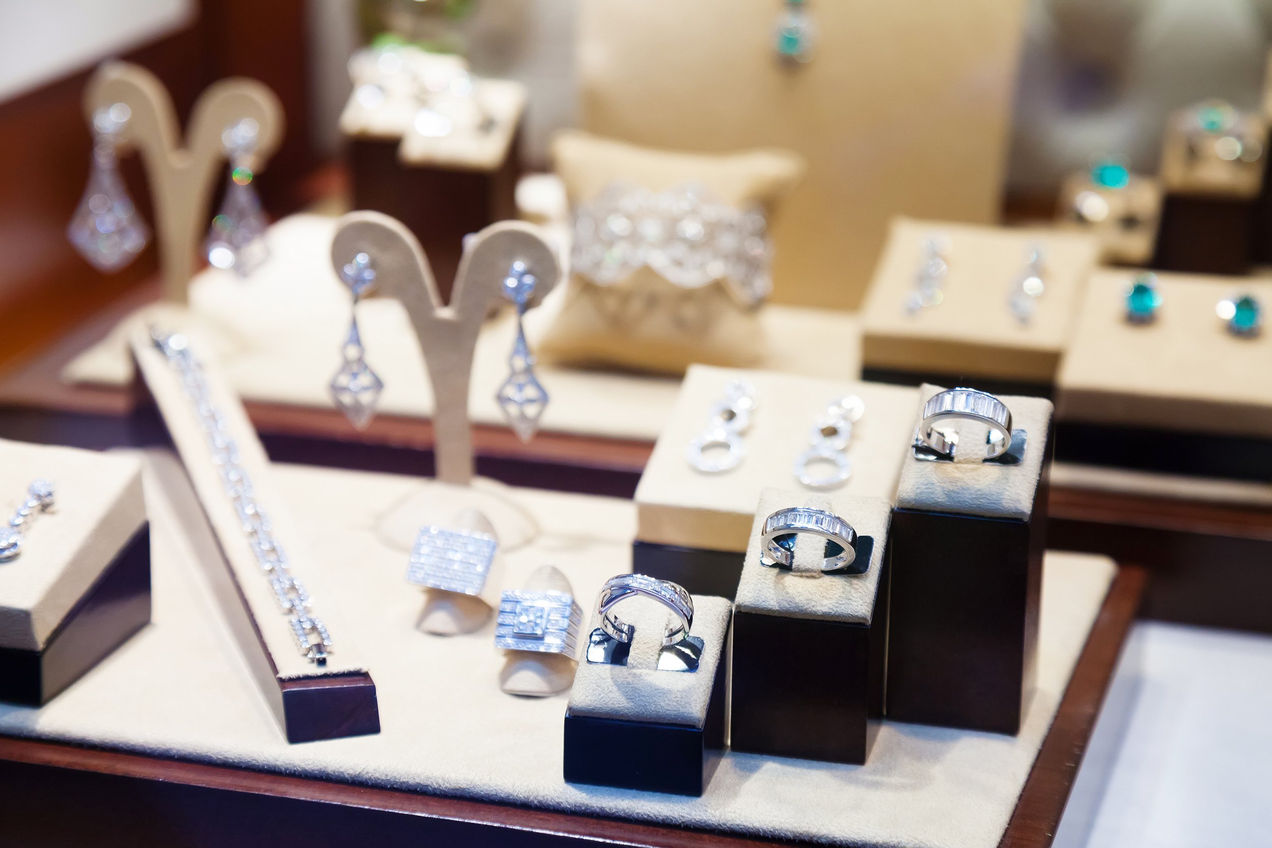 jewelry at showcase of store
