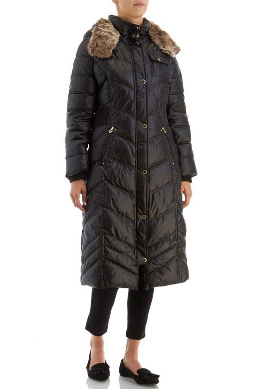 3/4-Length Polyfill Puffer w/ Faux Fur Hood Lining