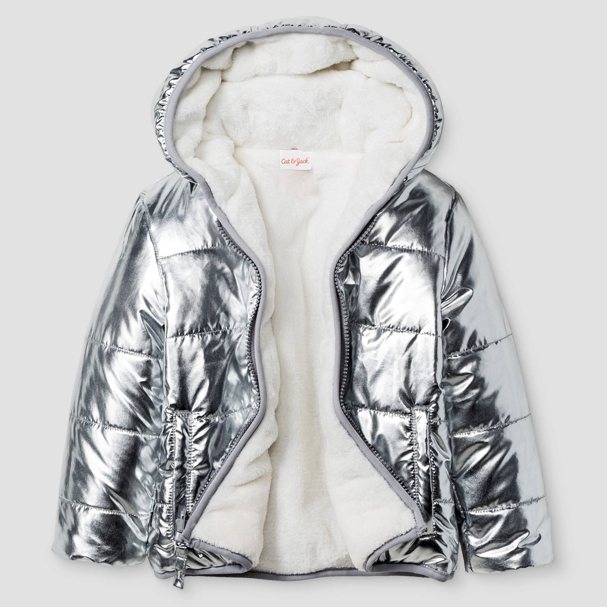 Toddler Reversible Silver Puffer Jacket Cat & Jack