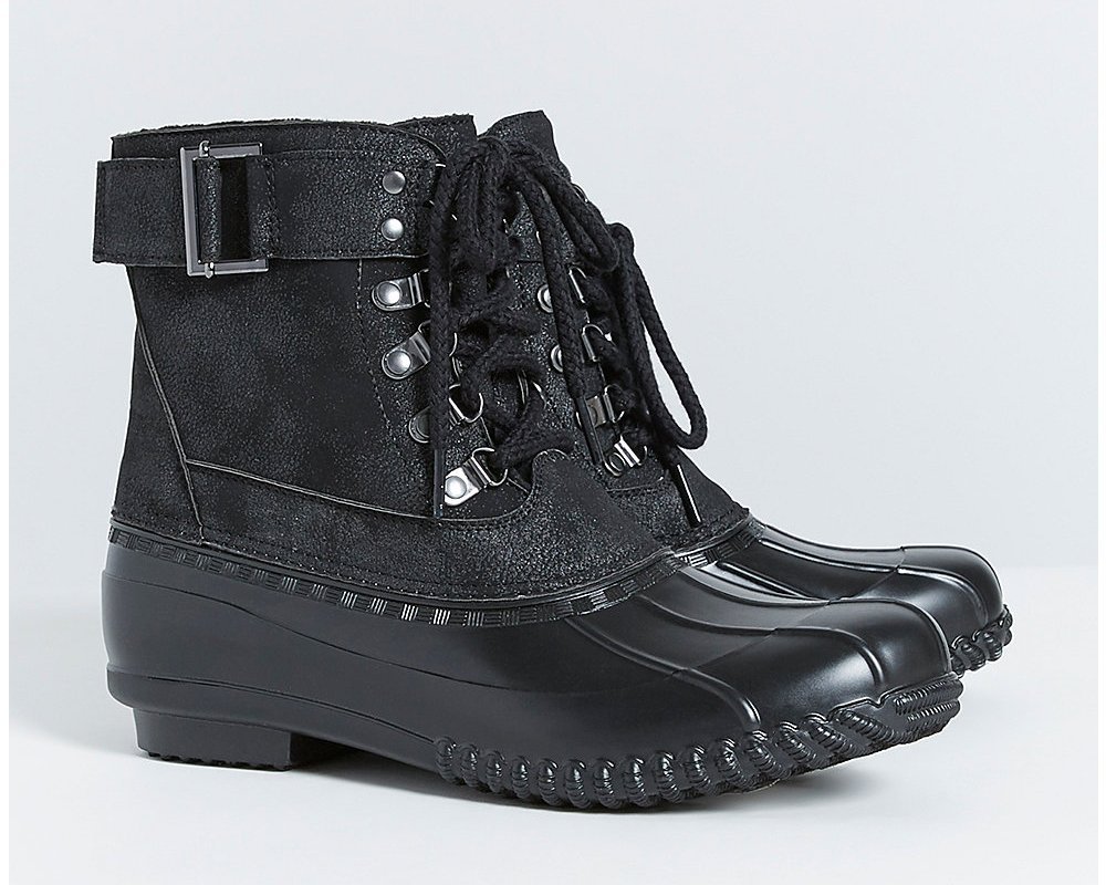 Faux Suede Lace-Up Snow Boot