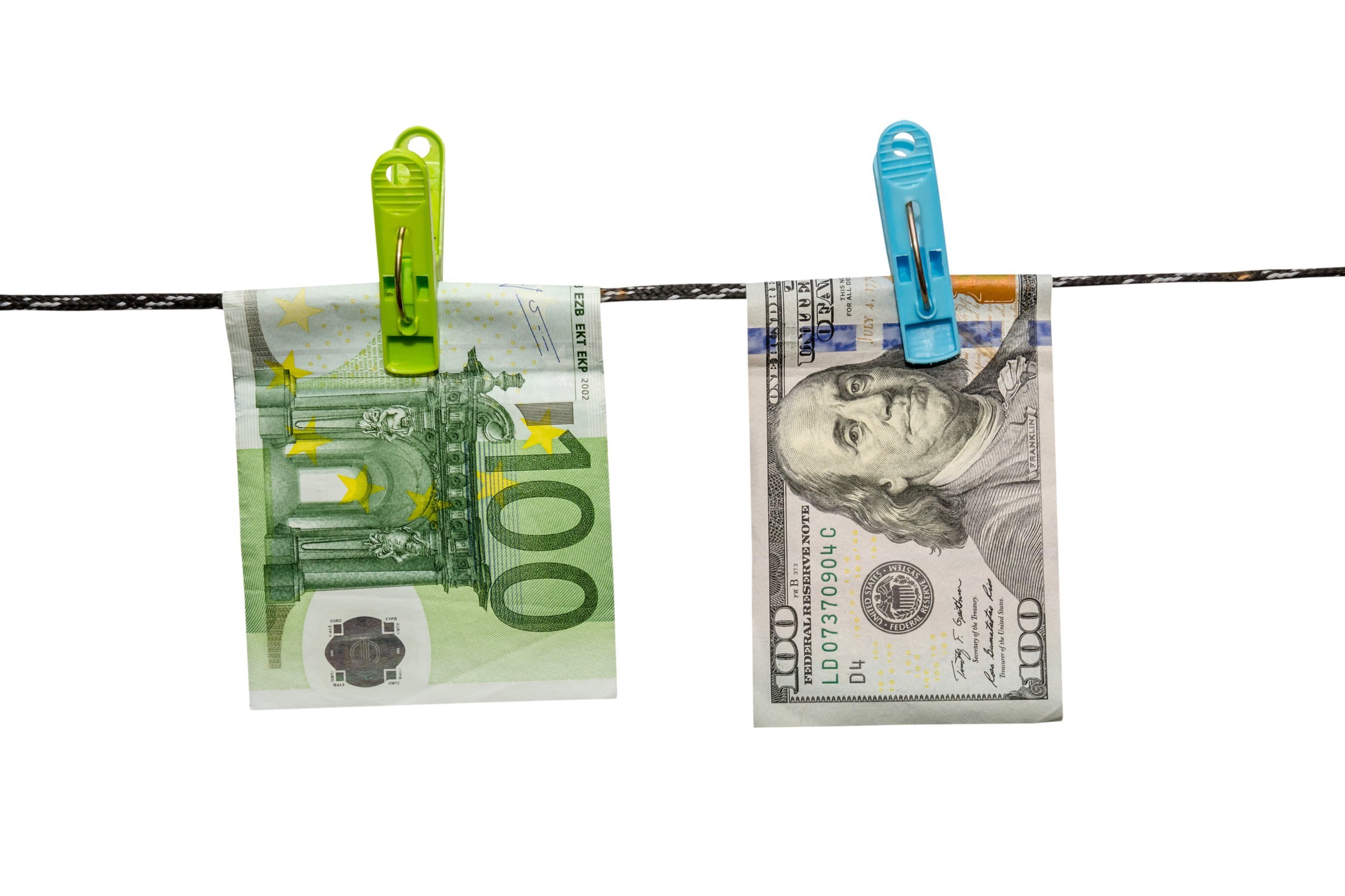 dry up of one hundred Euro and dollar bill
