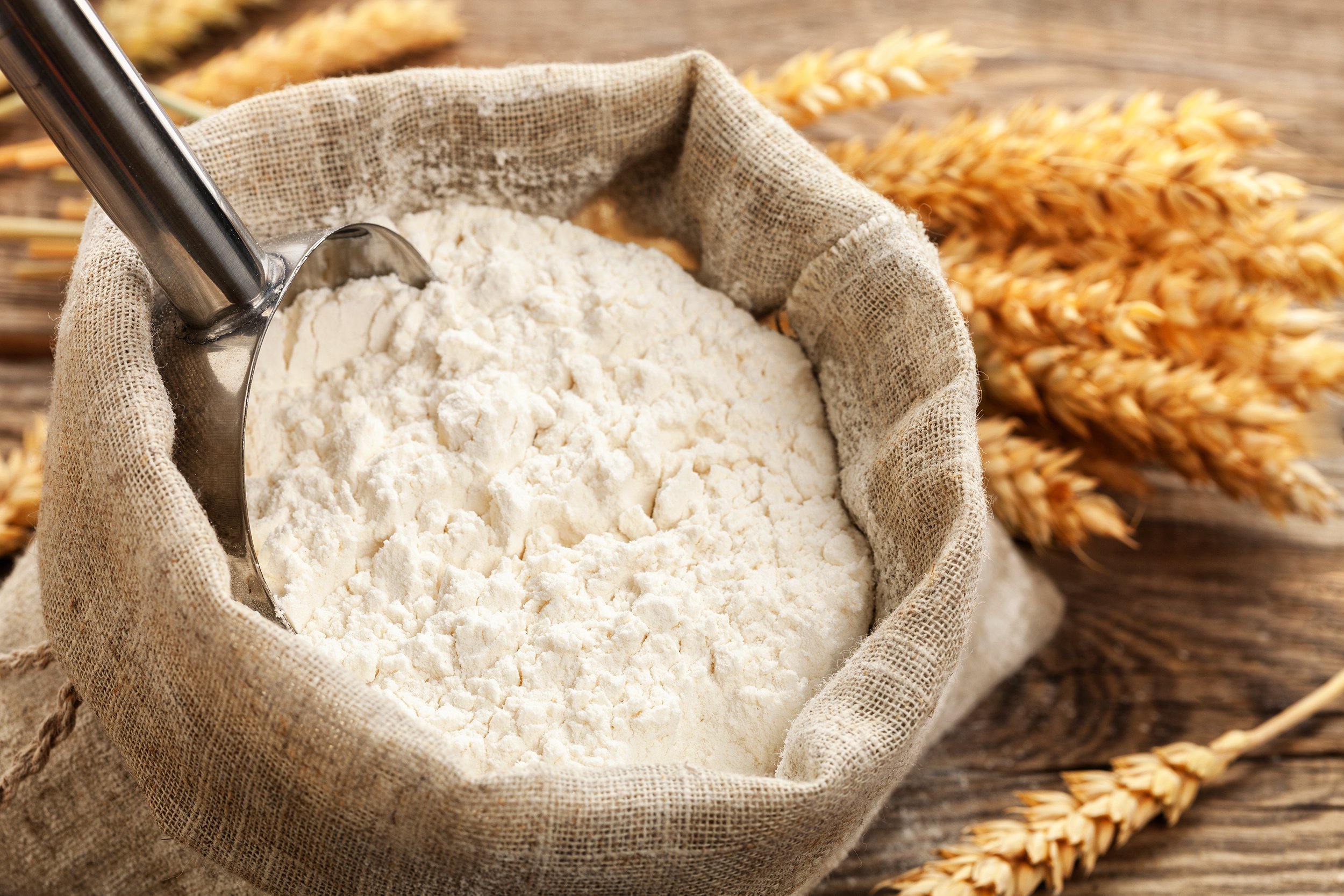 flour in a bag on a table