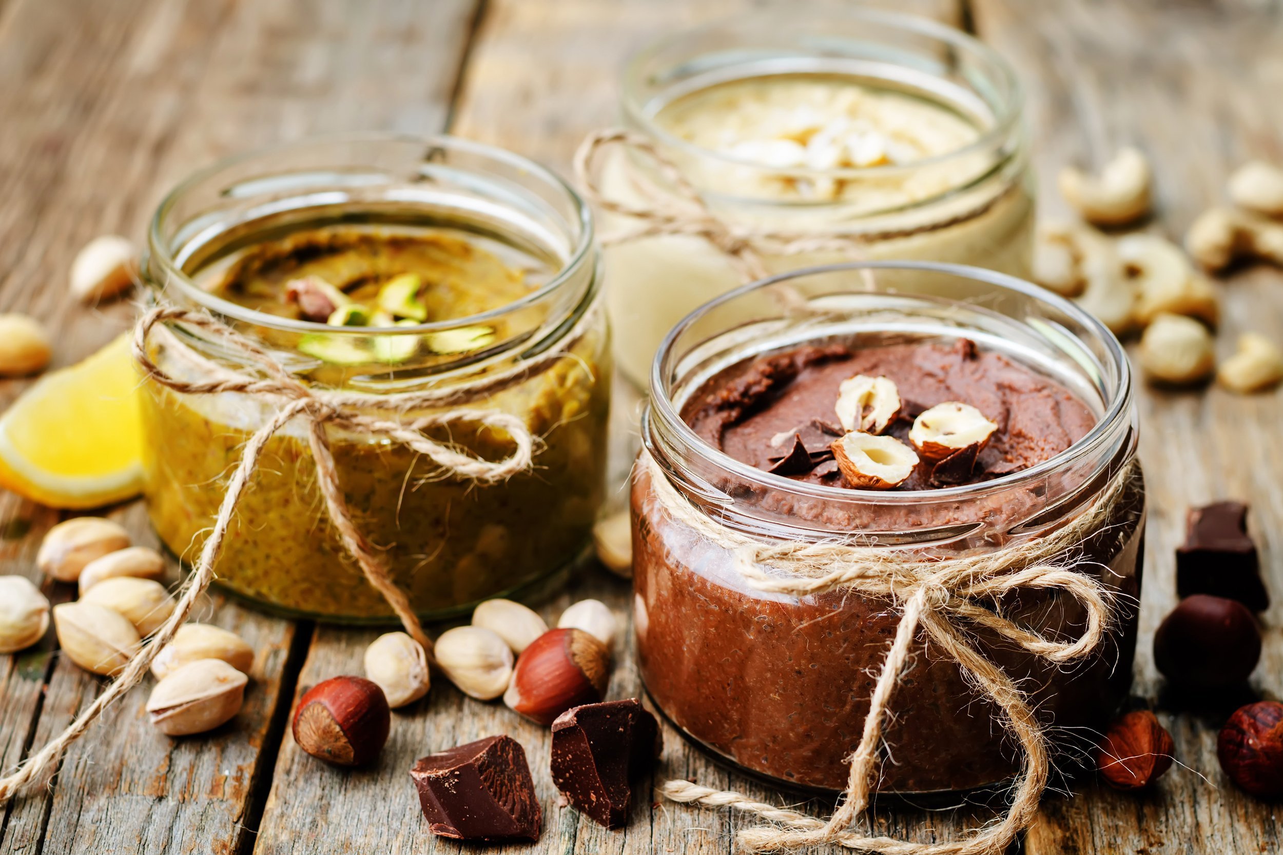 toasted nut butters, pistachio, hazelnut and cashew