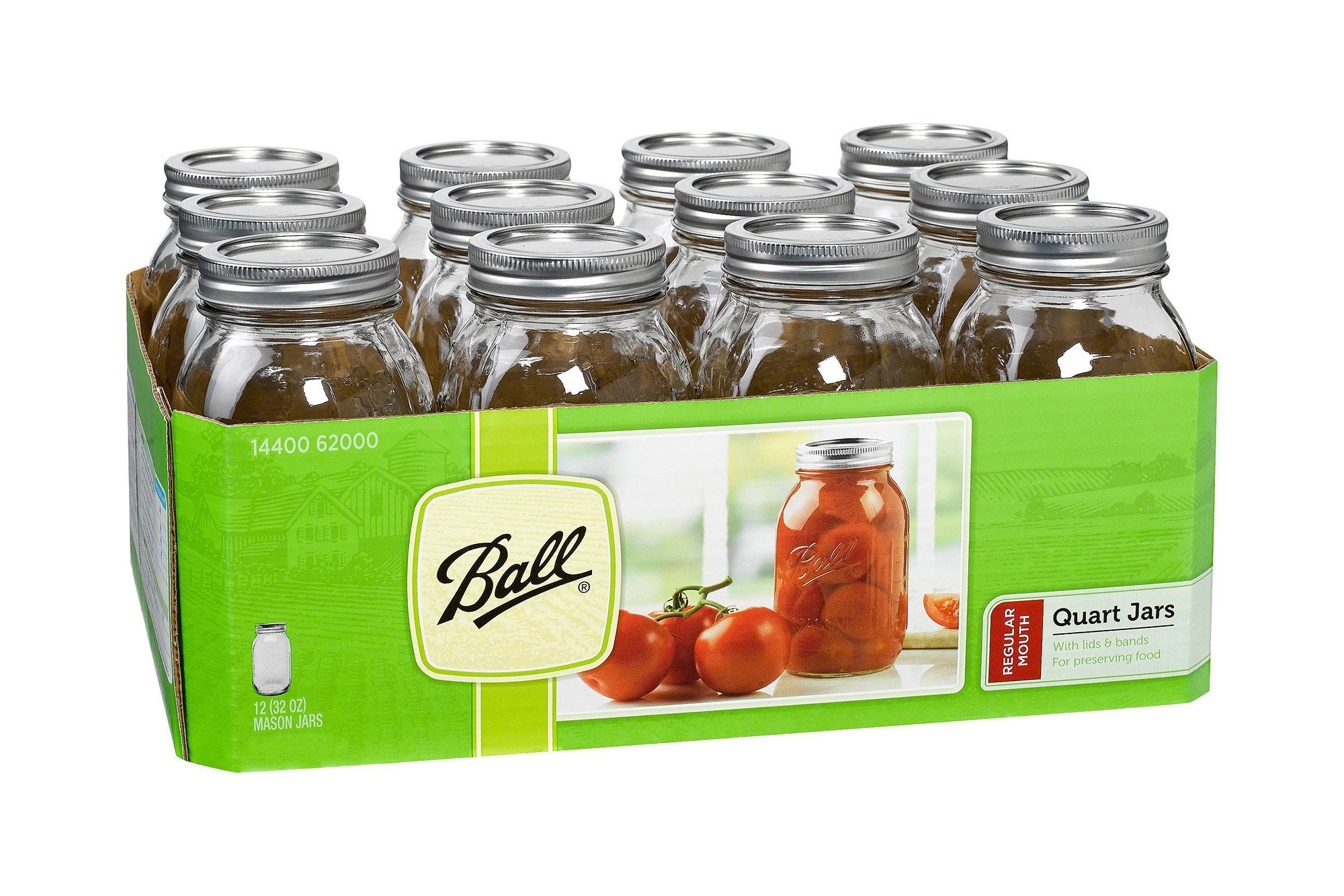 Ball Set of 12 1 Quart (32 oz.) Regular Mouth Canning Jar