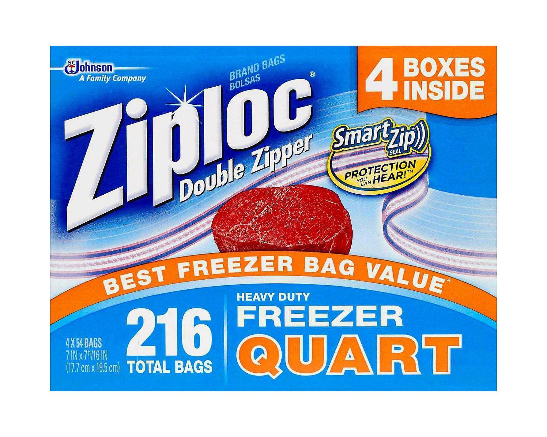 Ziploc Double Zipper Quart Freezer Bags