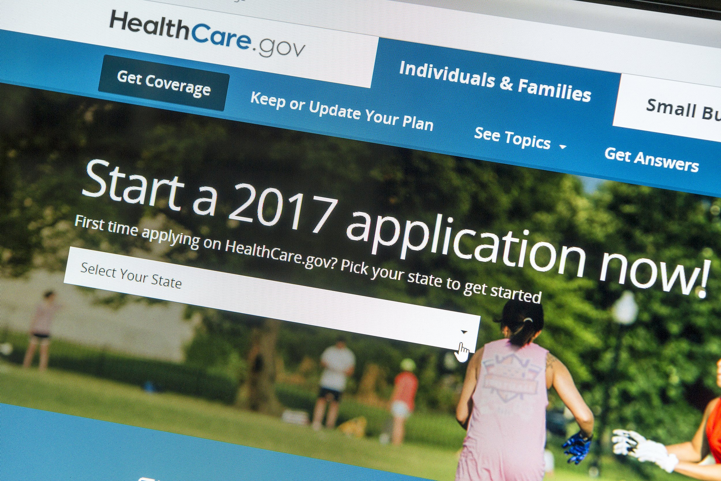 healthcare.gov application homepage