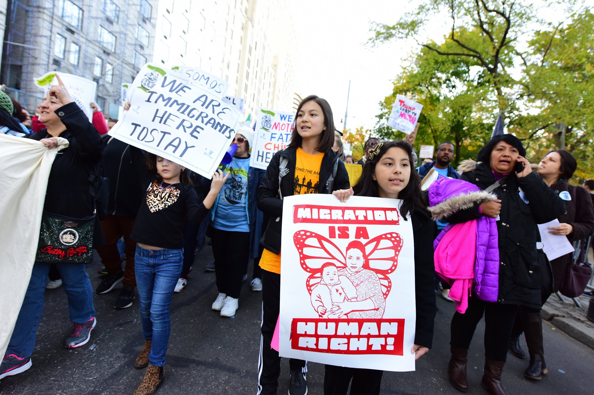 immigrants and supporters in a march