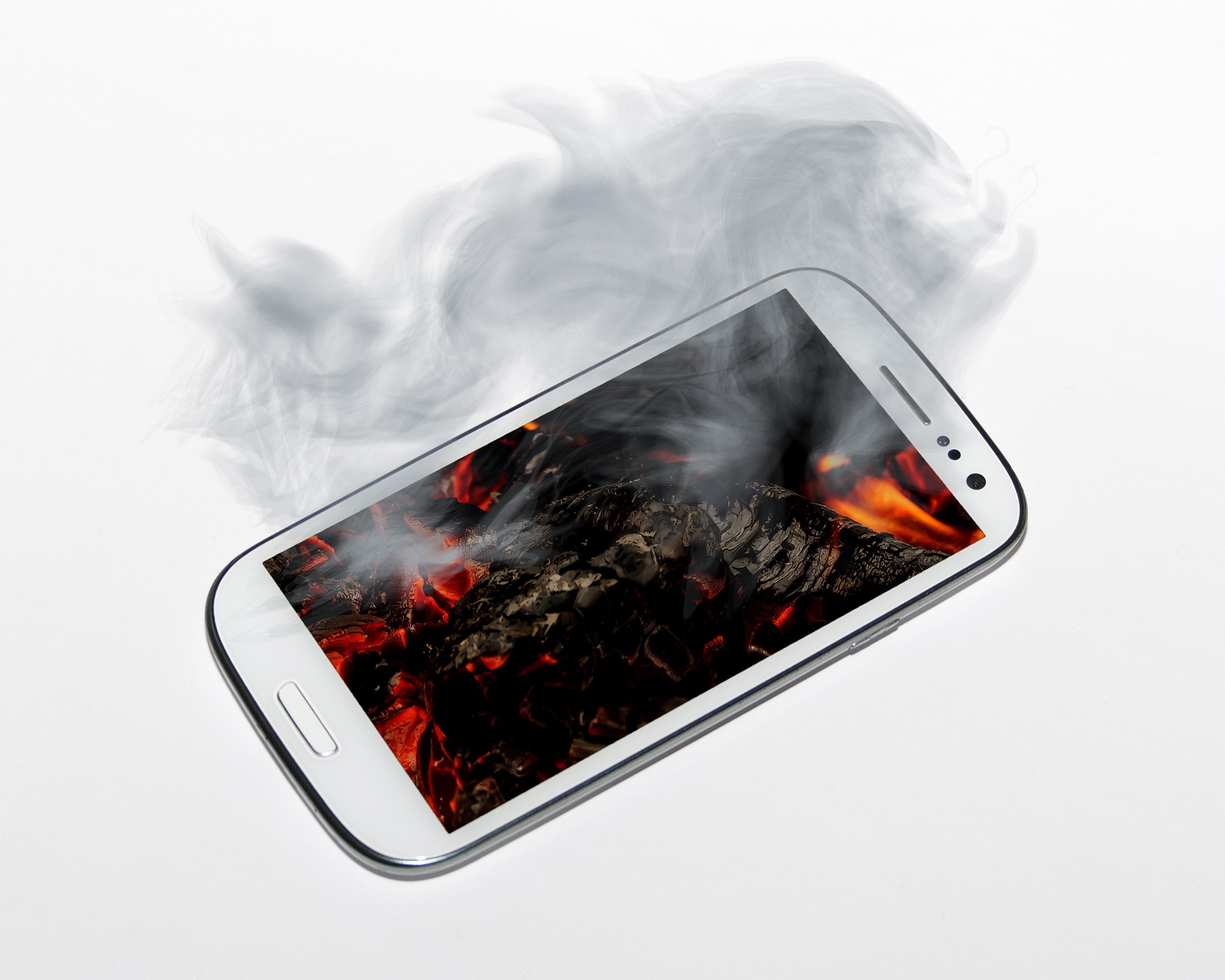 overheated smartphone smoking