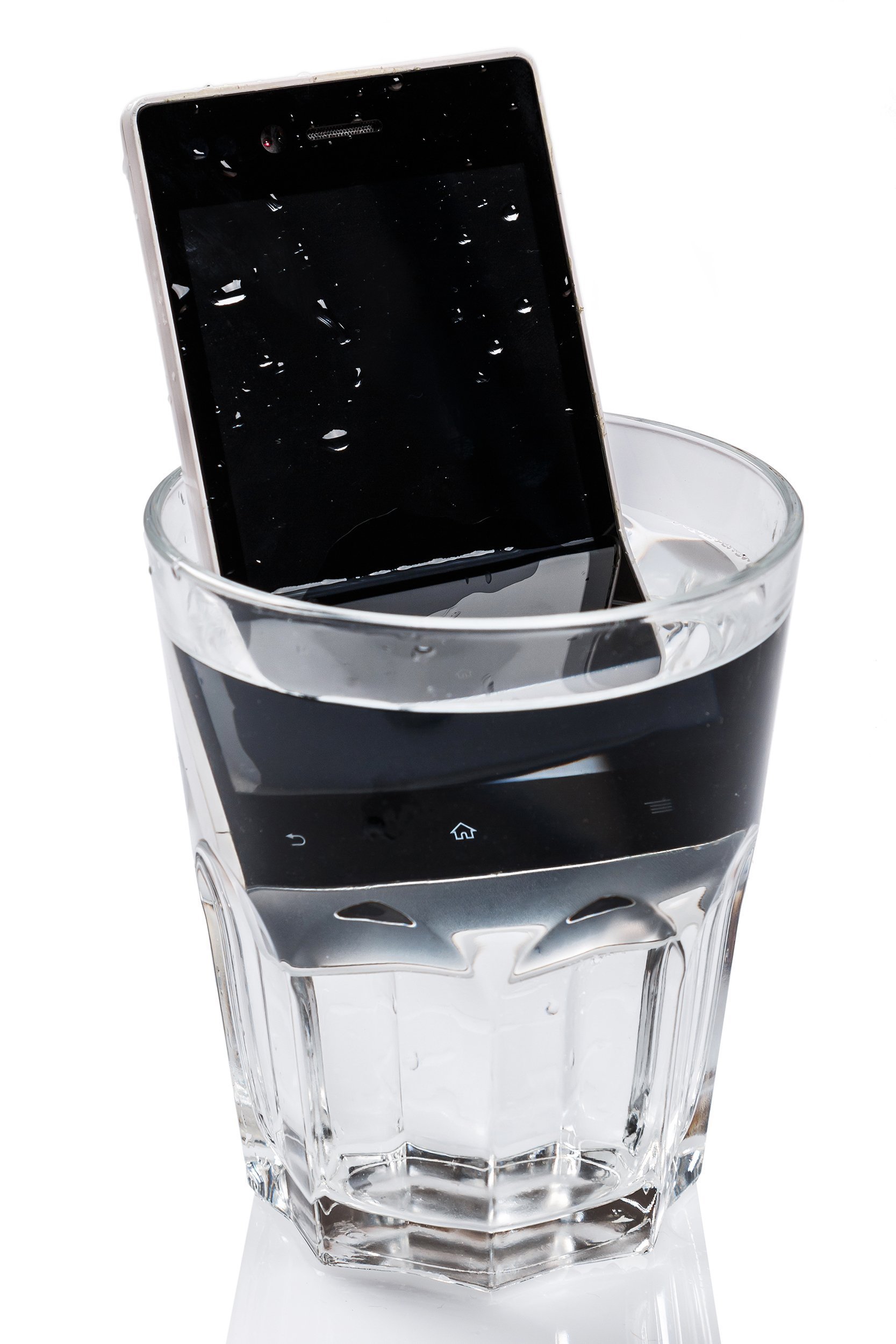 smartphone in glass with water