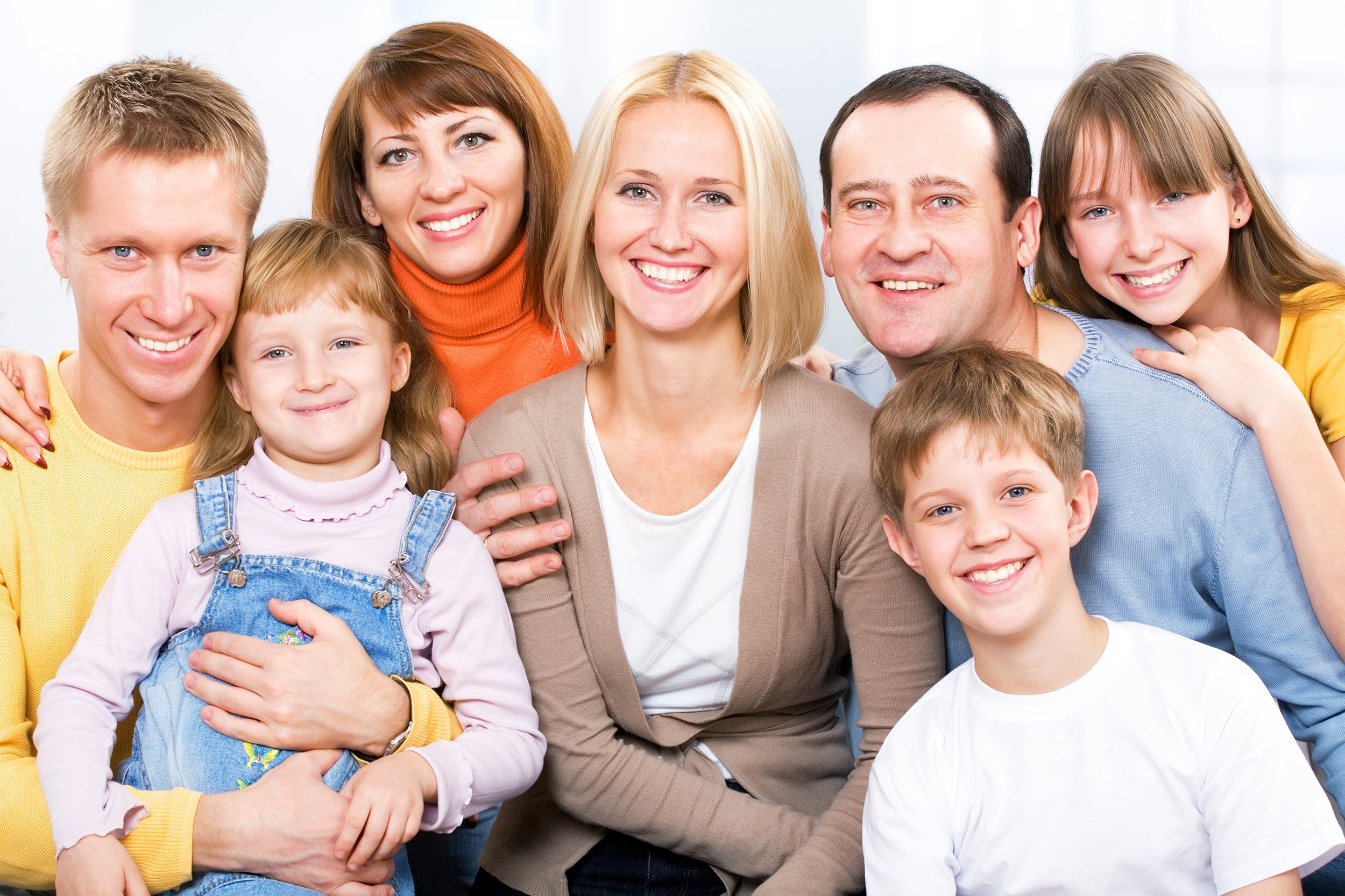 happy large family looking at camera
