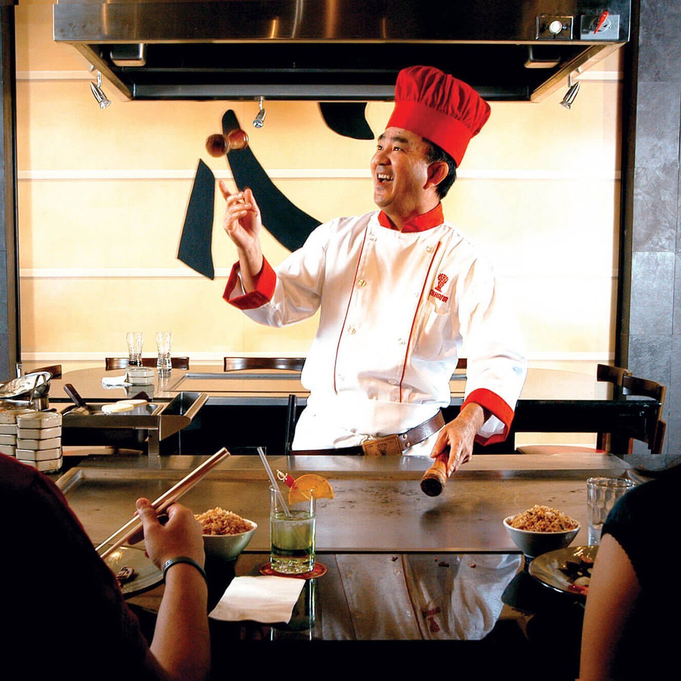 chef preparing food at Benihana