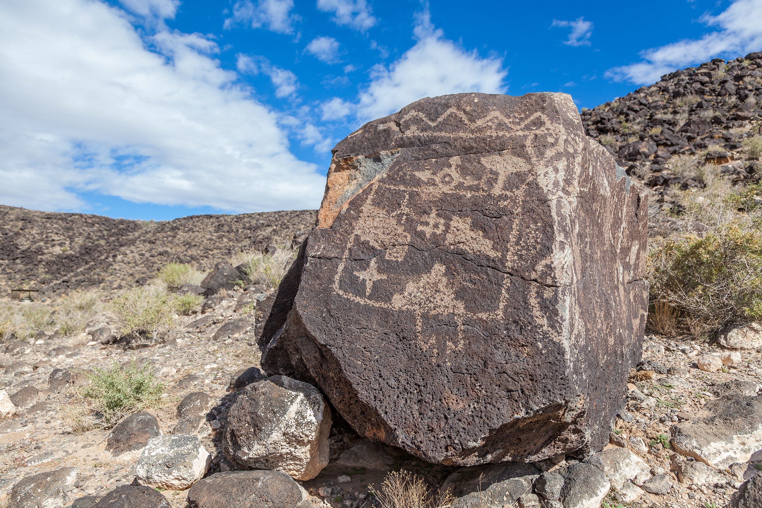 paetroglyphs and prehistoric carvings at Petroglyph National Monument, New Mexico