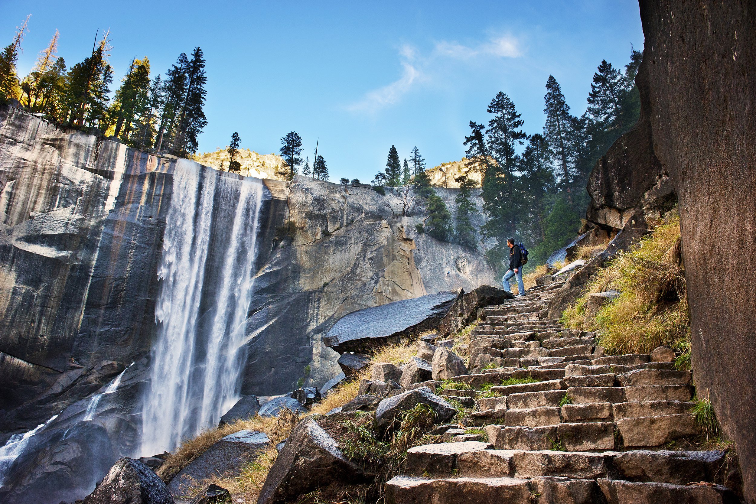 hiker exploring Yosemite National Park, California