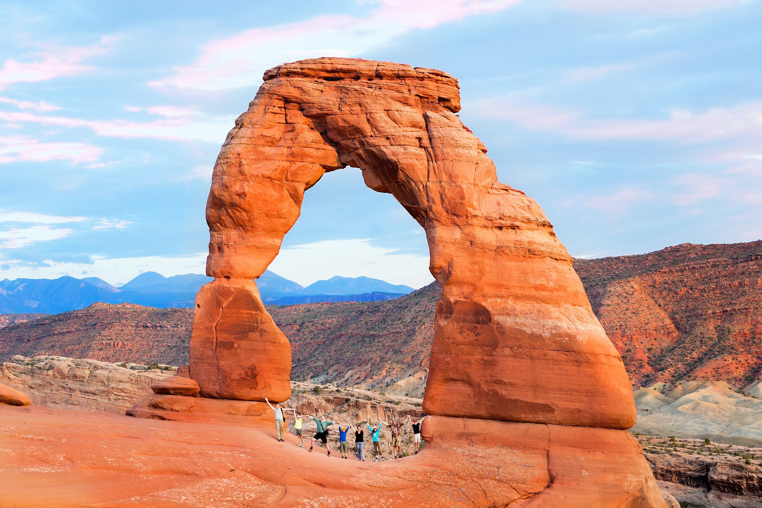 group of hikers at Arches National Park, Utah