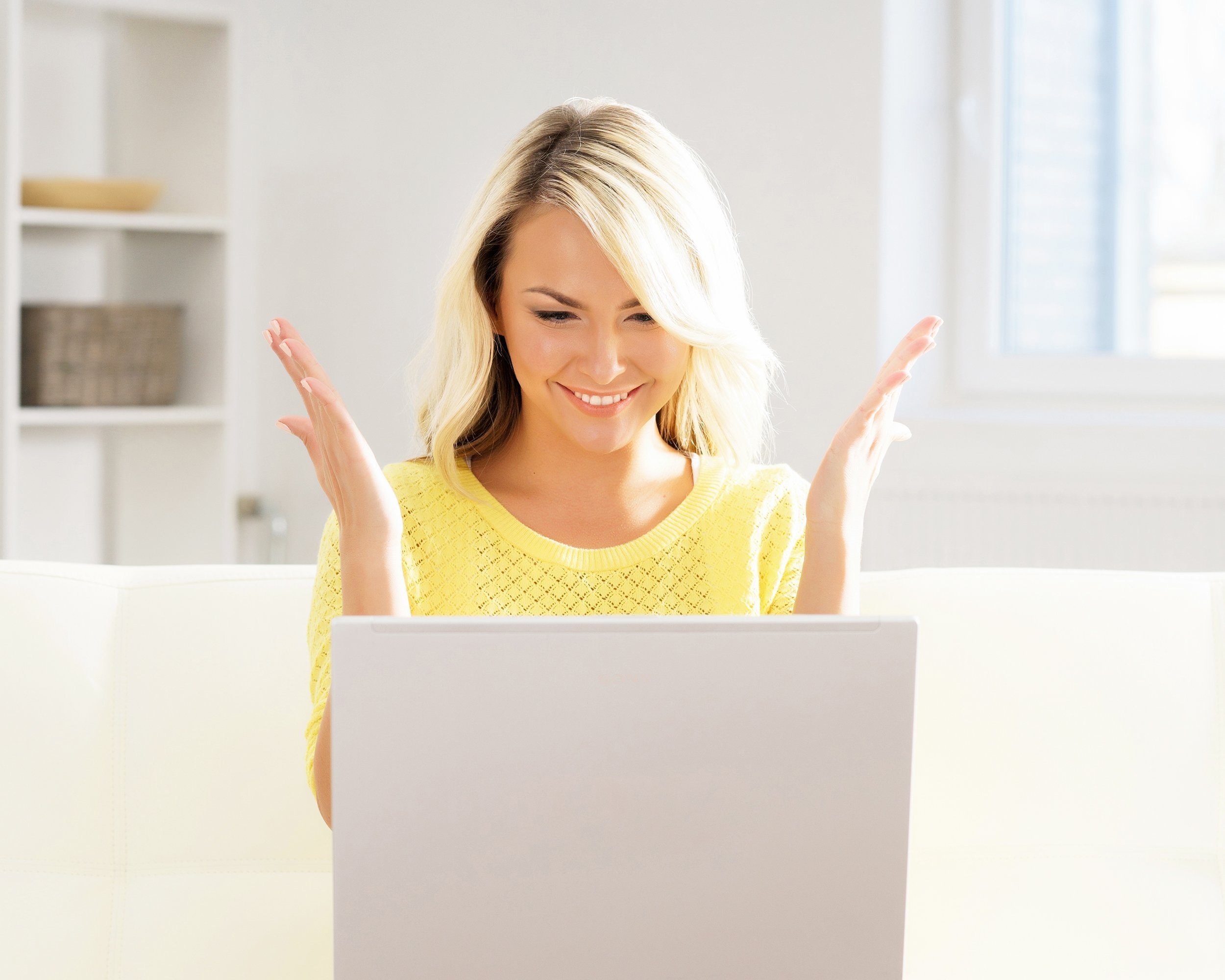 woman with a laptop computer at home