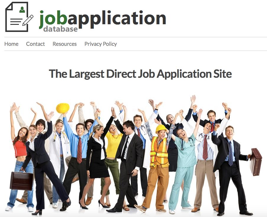 snapshot of homepage of jobapplicationdb.com
