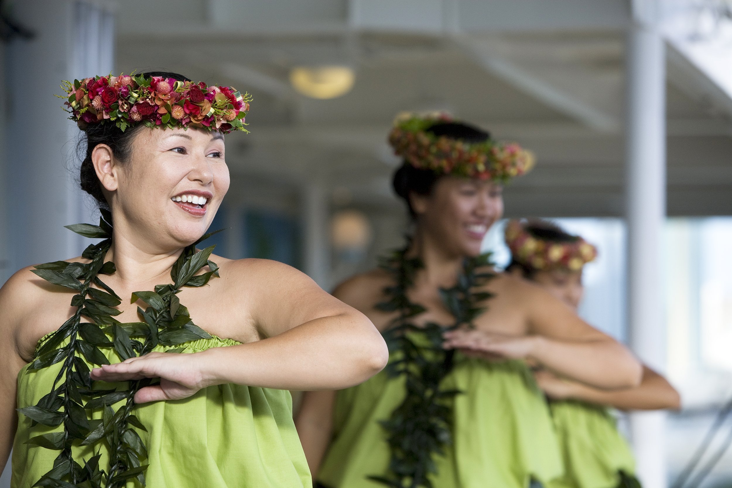 Hula dancers performing